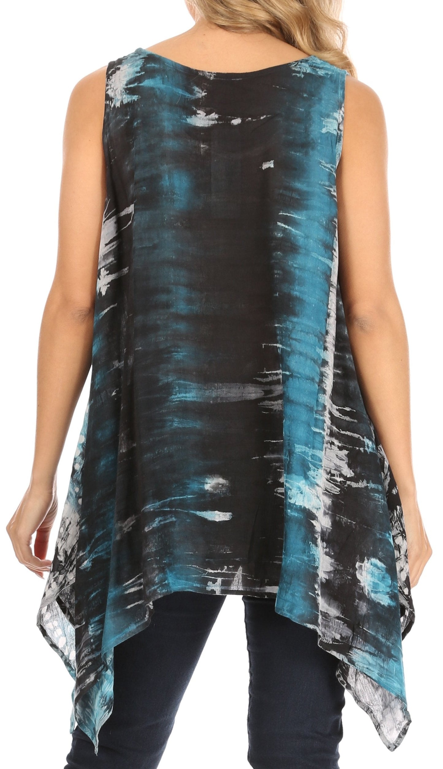 Sakkas Marin Women's Sleeveless Loose Boho Casual Tank Top Blouse Tie-dye & Batik - Concordia Style Boutique