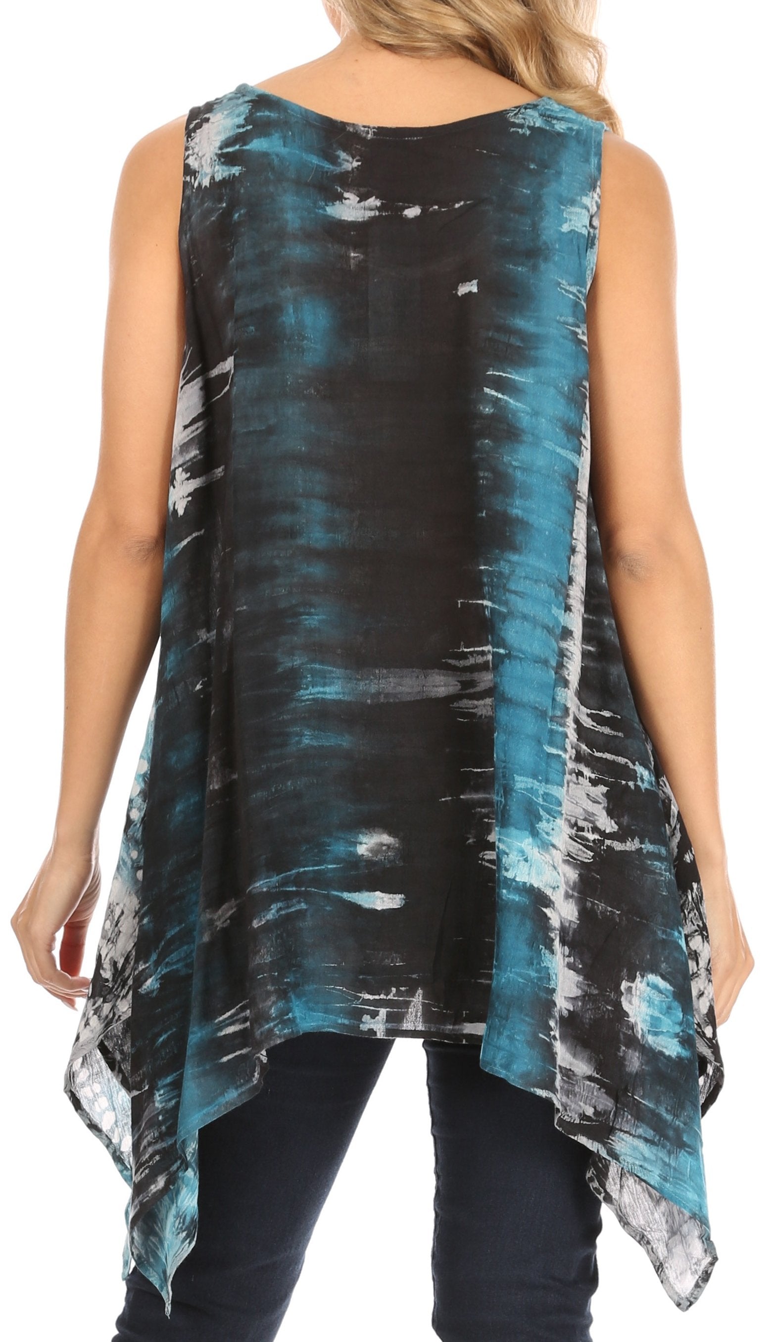 Sakkas Marin Women's Sleeveless Loose Boho Casual Tank Top Blouse Tie-dye & Batik - Concordia Style Boutique