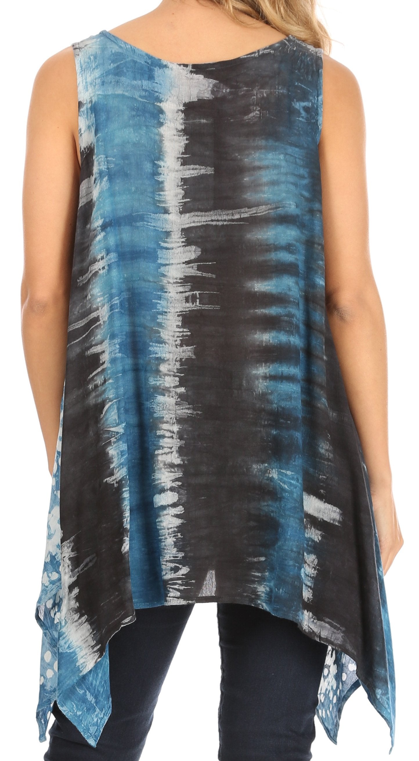 Sakkas Marin Women's Sleeveless Loose Boho Casual Tank Top Blouse Tie-dye & Batik - Concordia Style Boutique