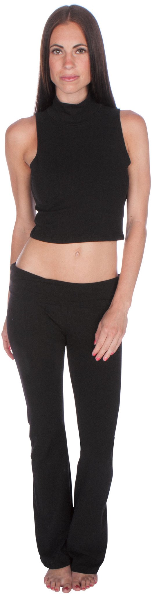 Sakkas Mock Neck Turtleneck Sleeveless Scuba Crop Top - Made in USA - Concordia Style Boutique