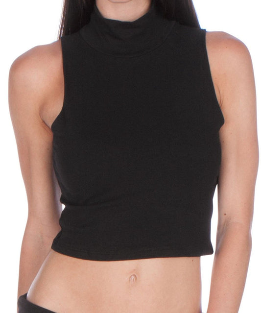 Sakkas Mock Neck Turtleneck Sleeveless Scuba Crop Top - Made in USA - Concordia Style Boutique