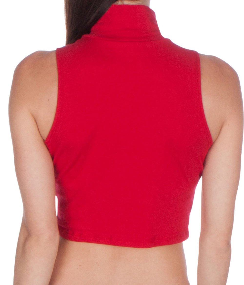 Sakkas Mock Neck Turtleneck Sleeveless Scuba Crop Top - Made in USA - Concordia Style Boutique