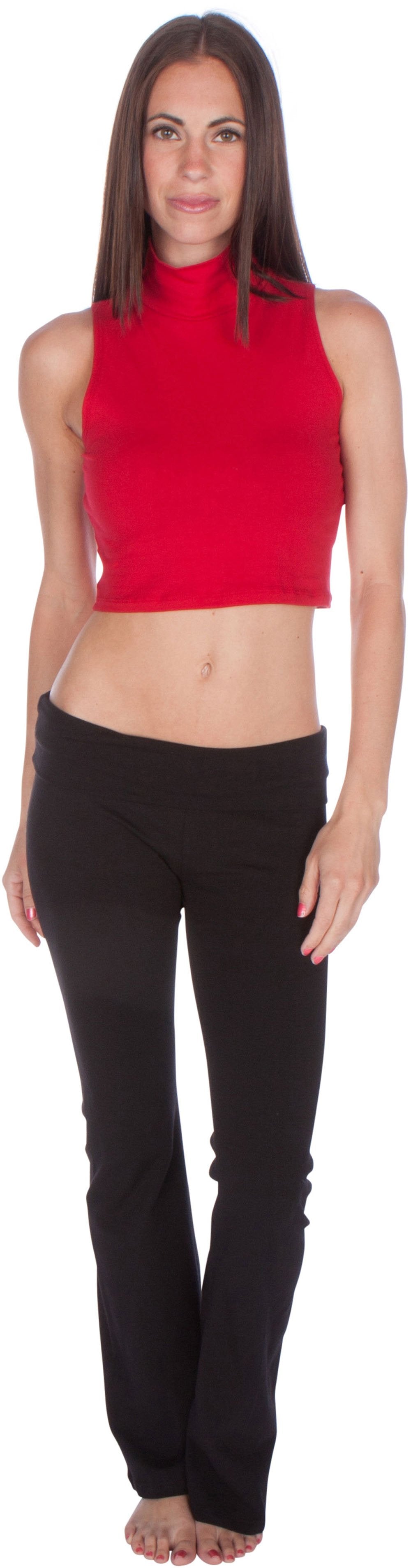 Sakkas Mock Neck Turtleneck Sleeveless Scuba Crop Top - Made in USA - Concordia Style Boutique