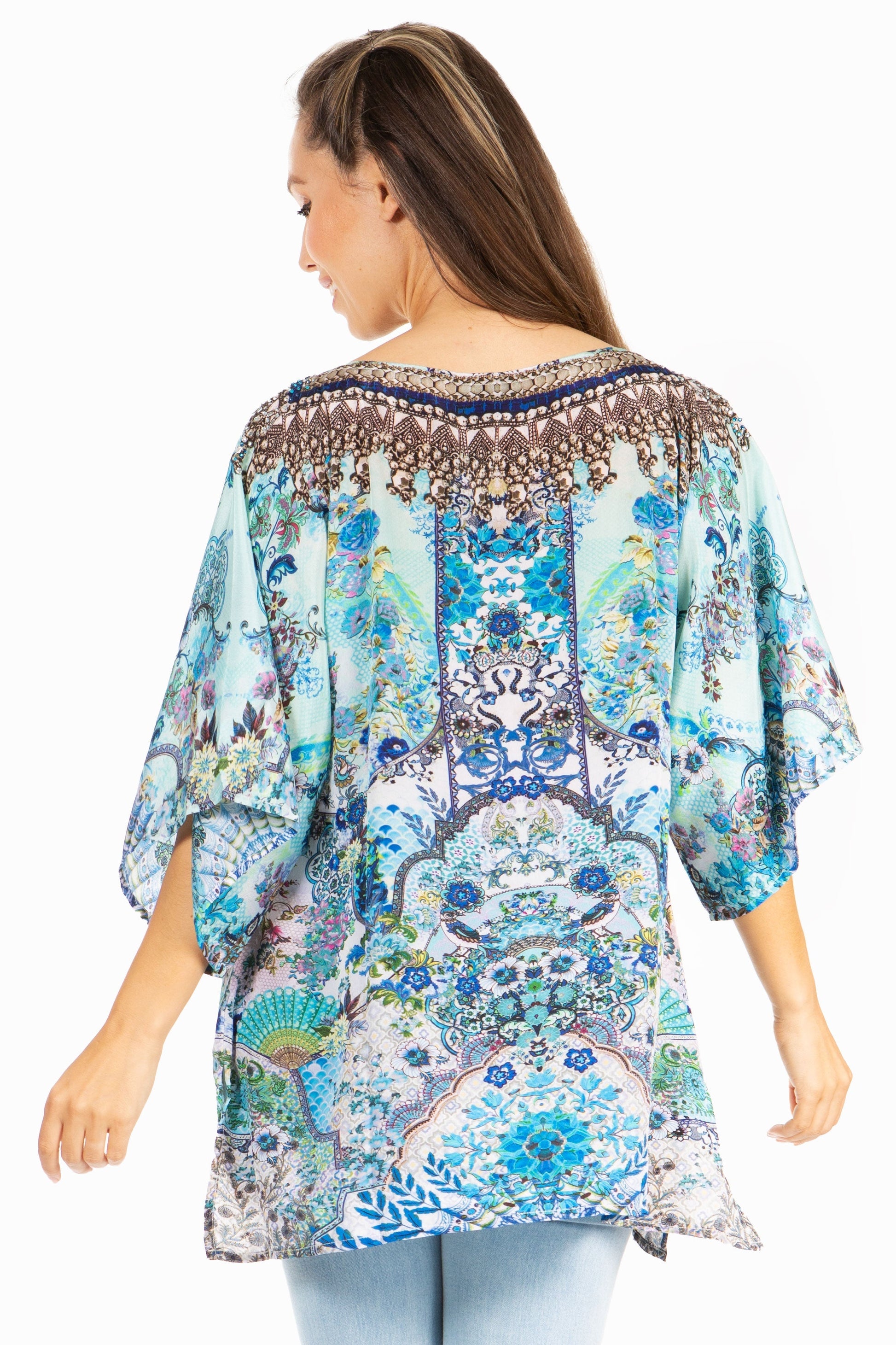 Sakkas Marina Floral Women's Blouse - Short Sleeve Tunic - Concordia Style Boutique