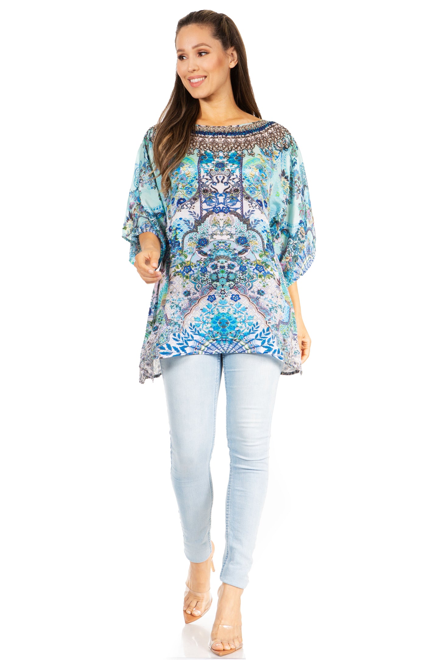 Sakkas Marina Floral Women's Blouse - Short Sleeve Tunic - Concordia Style Boutique