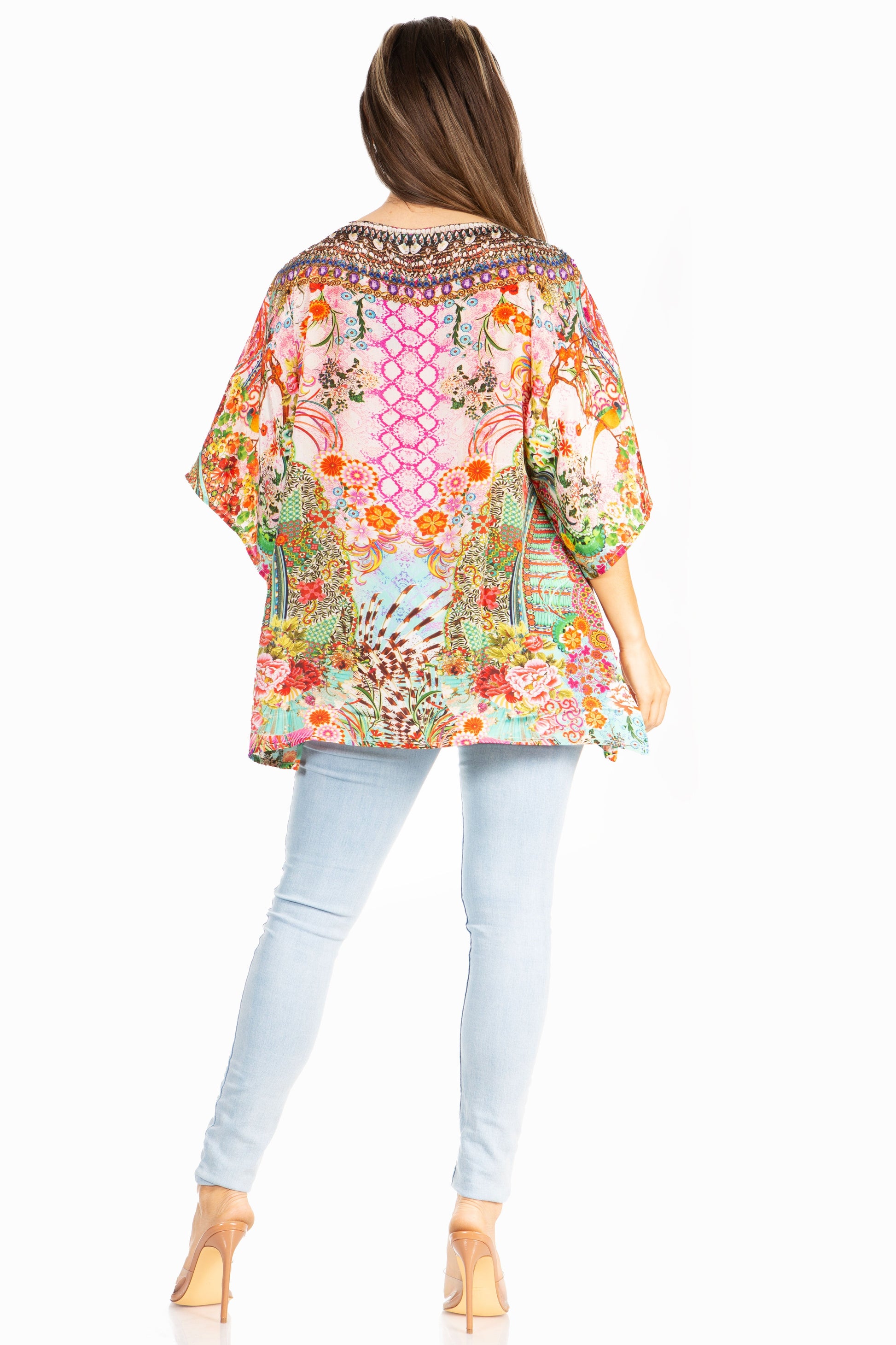 Sakkas Marina Floral Women's Blouse - Short Sleeve Tunic - Concordia Style Boutique