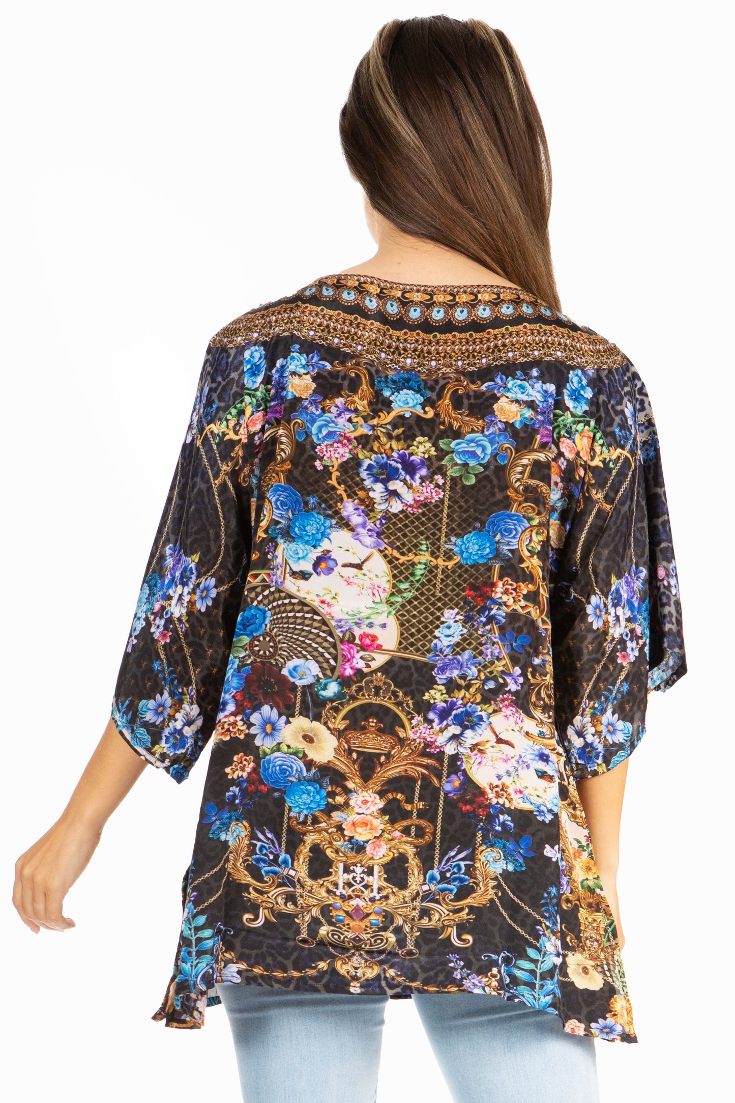 Sakkas Marina Floral Women's Blouse - Short Sleeve Tunic - Concordia Style Boutique