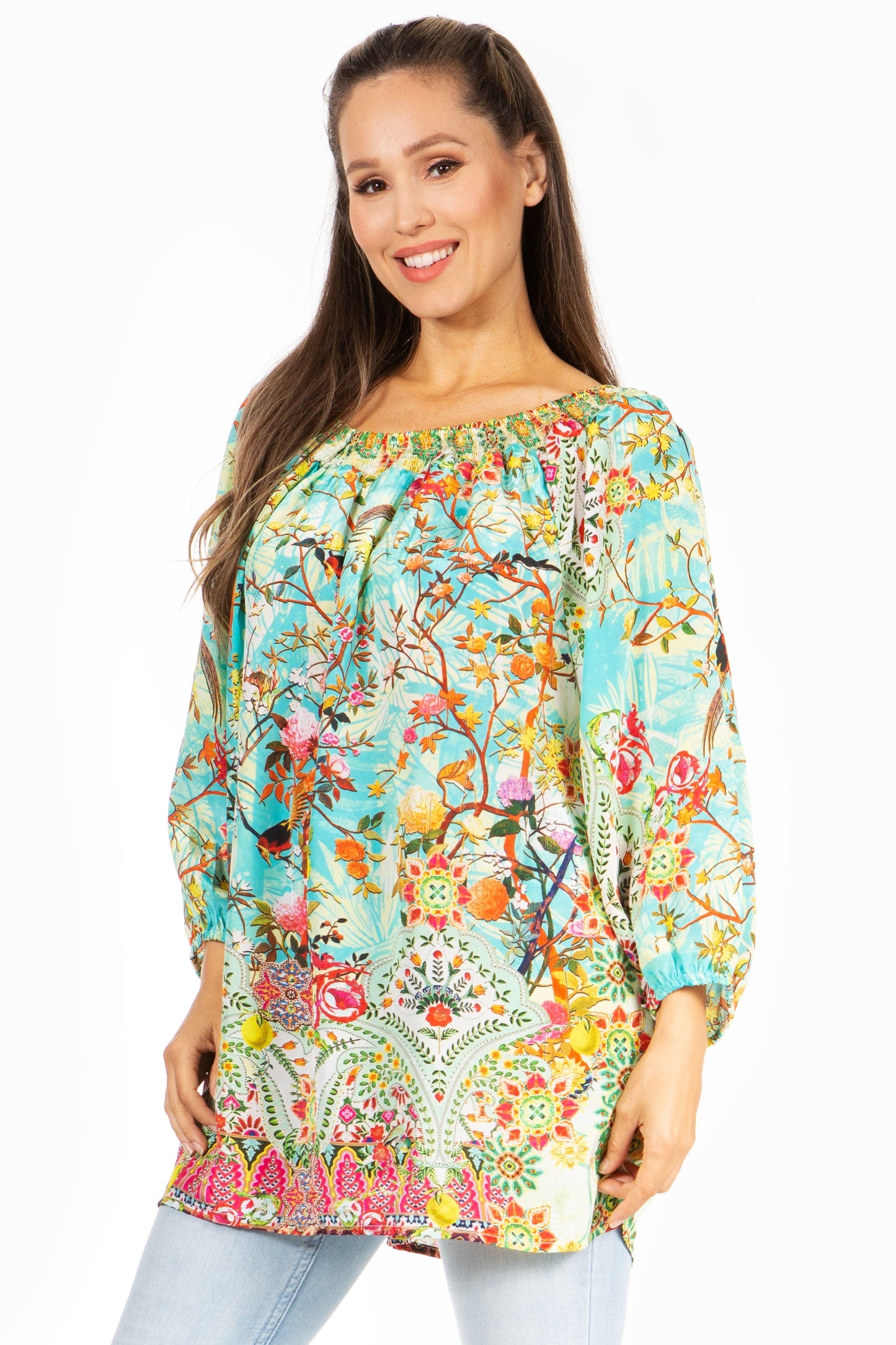 Sakkas Darsy Women's Floral Print Top - Pirate Boho Style - Concordia Style Boutique