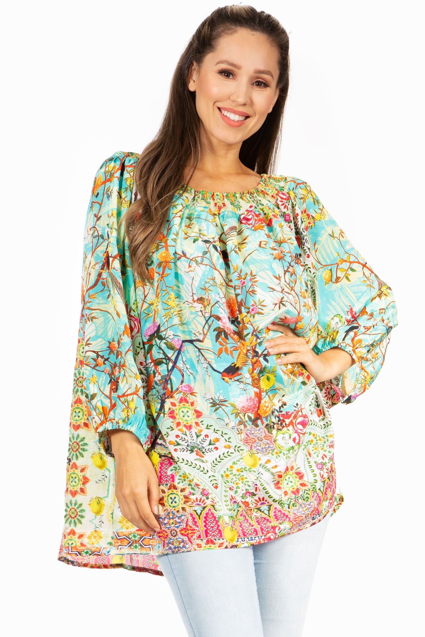 Sakkas Darsy Women's Floral Print Top - Pirate Boho Style - Concordia Style Boutique
