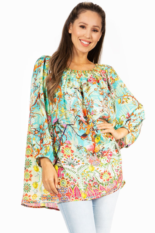 Sakkas Darsy Women's Floral Print Top - Pirate Boho Style - Concordia Style Boutique