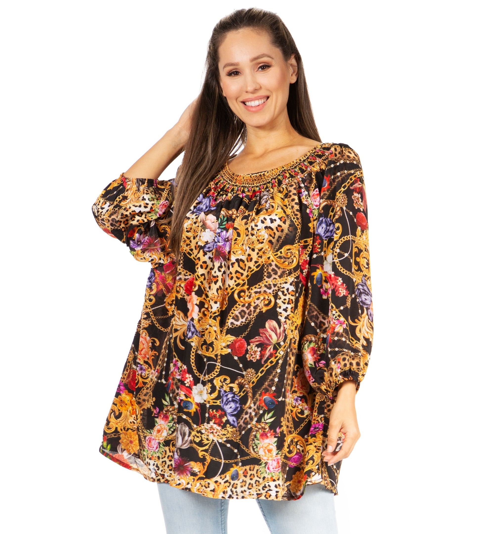 Sakkas Darsy Women's Floral Print Top - Pirate Boho Style - Concordia Style Boutique