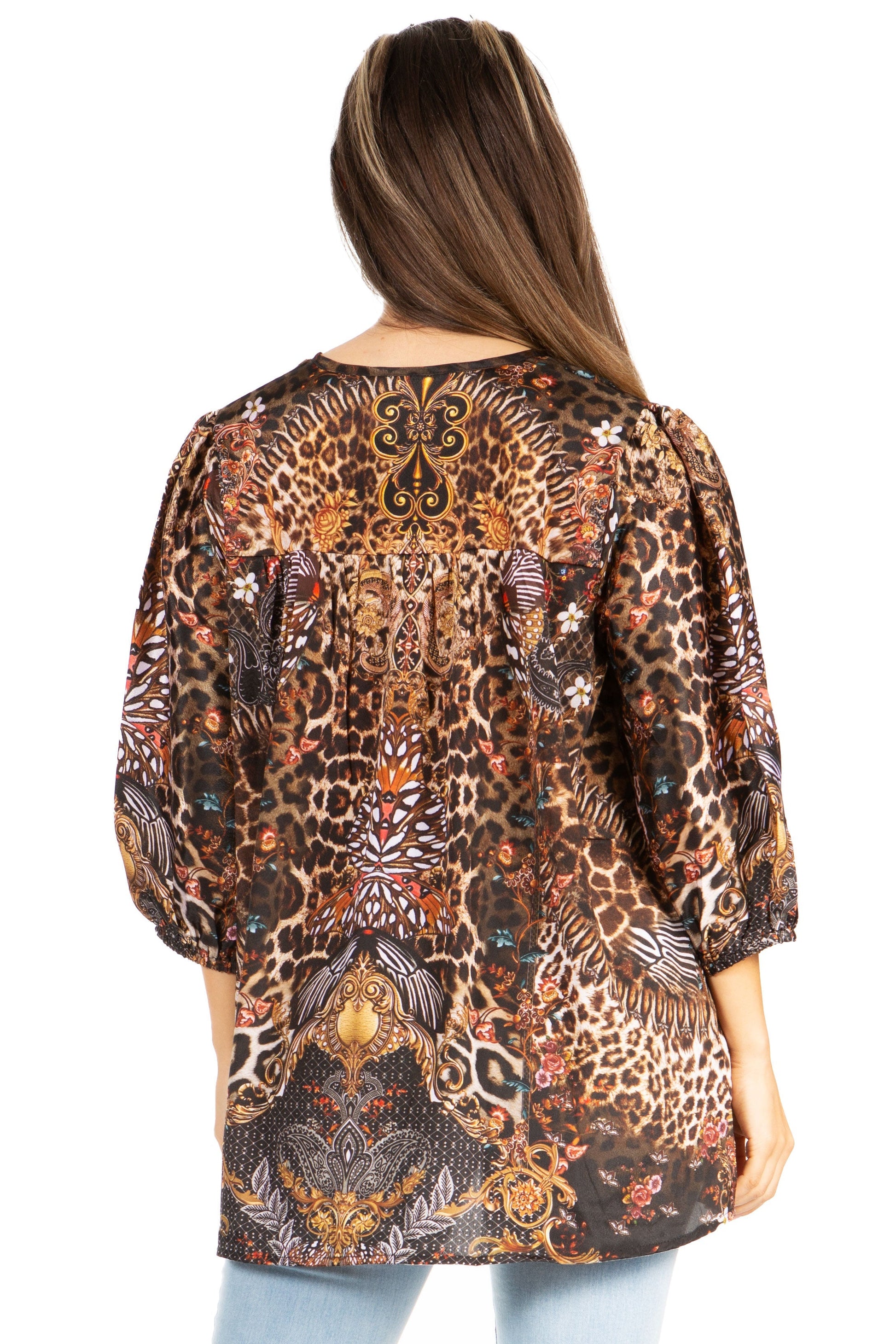 Sakkas Ligia Floral Tunic: Women's 3/4 Sleeve Blouse - Concordia Style Boutique