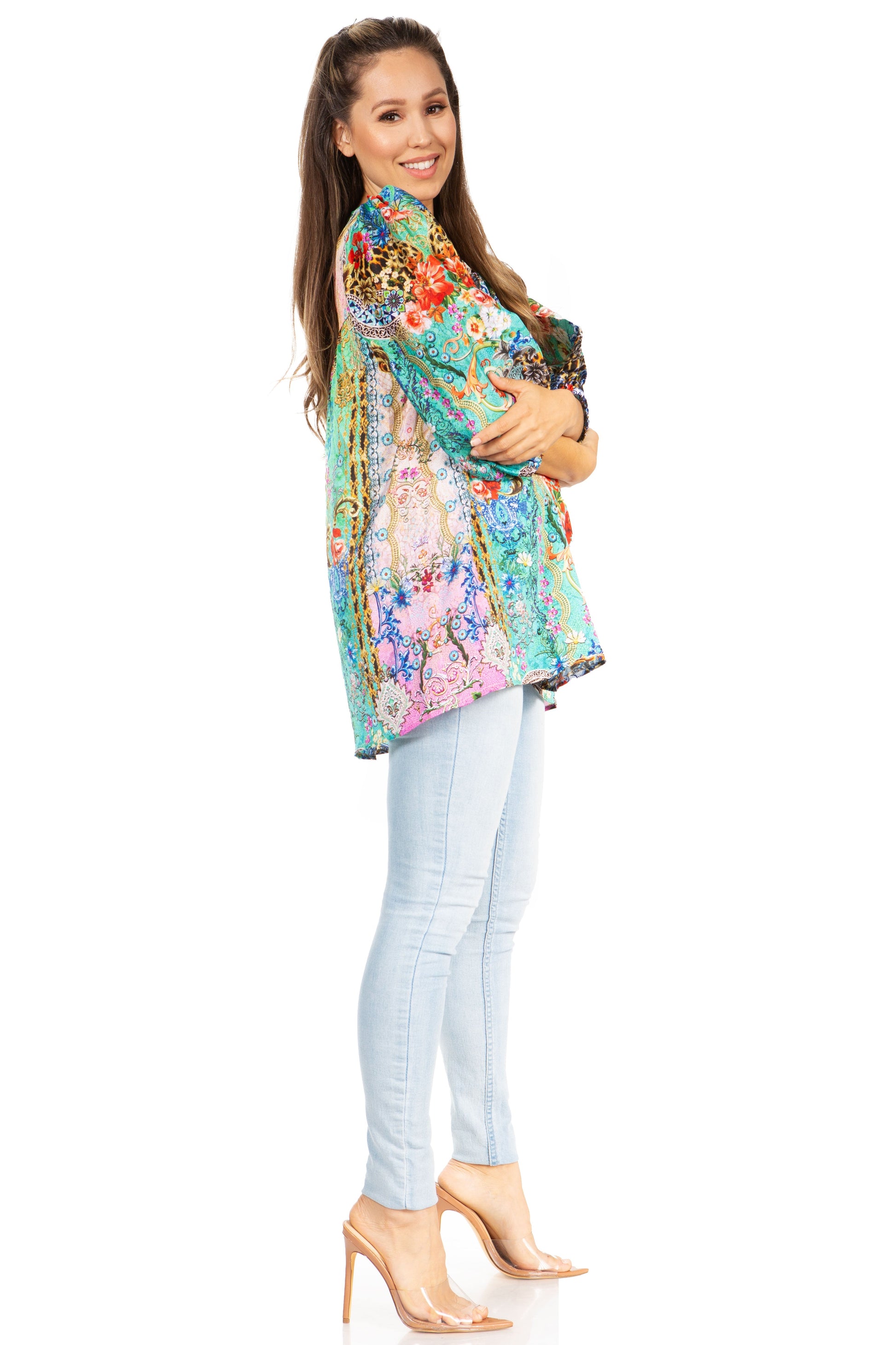 Sakkas Ligia Floral Tunic: Women's 3/4 Sleeve Blouse - Concordia Style Boutique