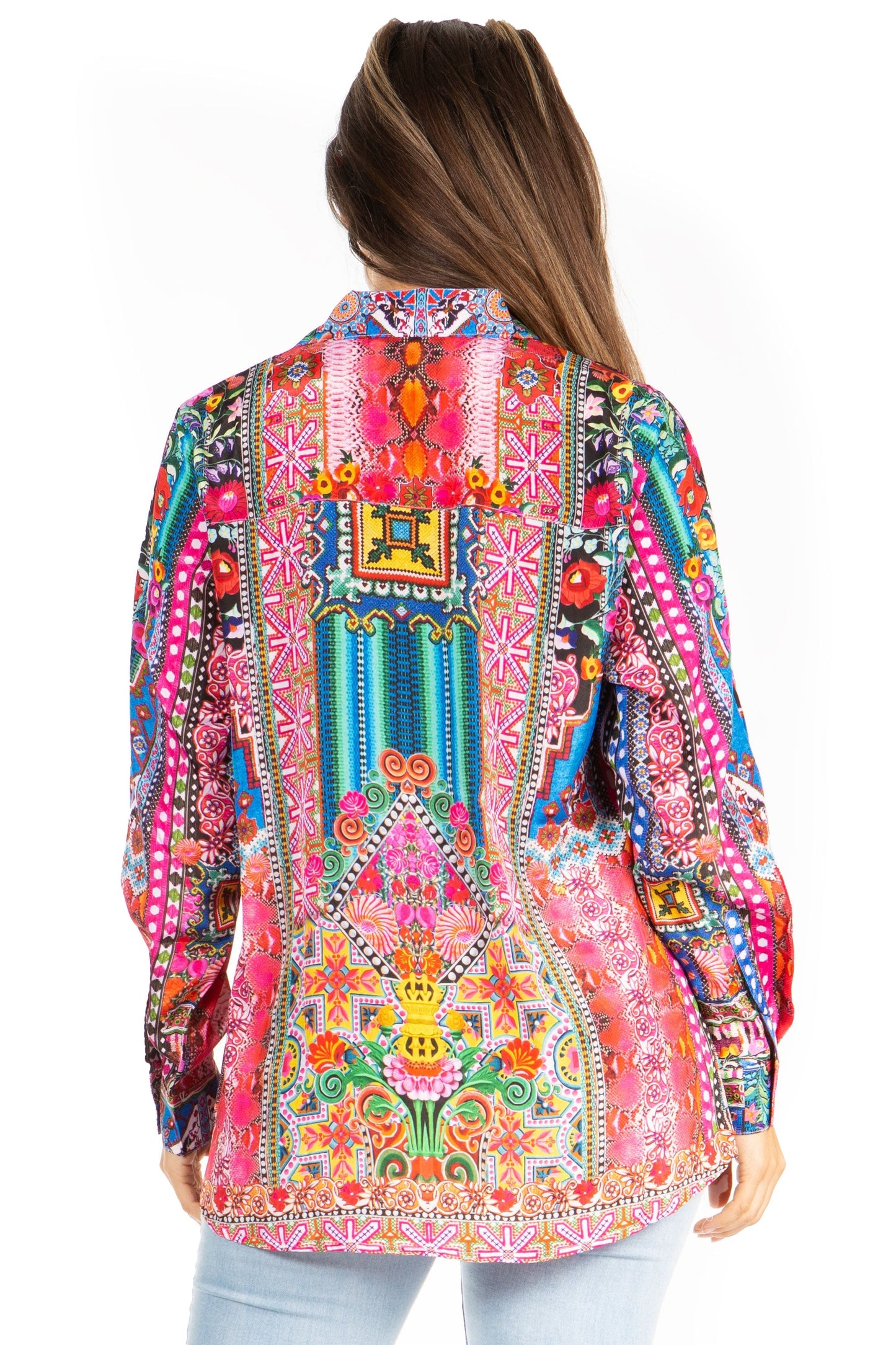Sakkas Iriss Women's Floral Casual Long Sleeve Boho Summer Blouse - Concordia Style Boutique