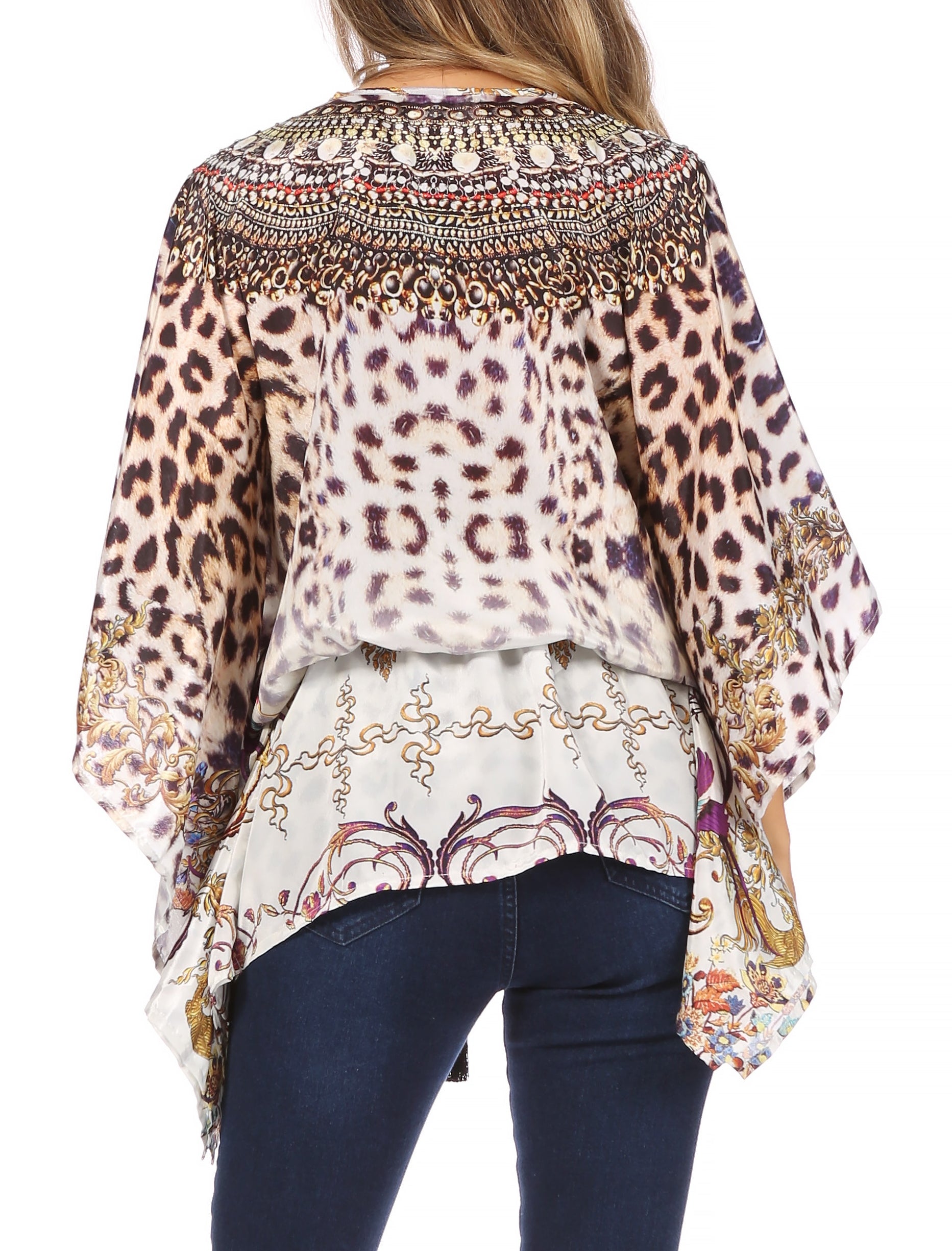 Sakkas Danis Women's Oversized Casual Pullover V-neck Short Sleeve Boho Top Blouse - Concordia Style Boutique