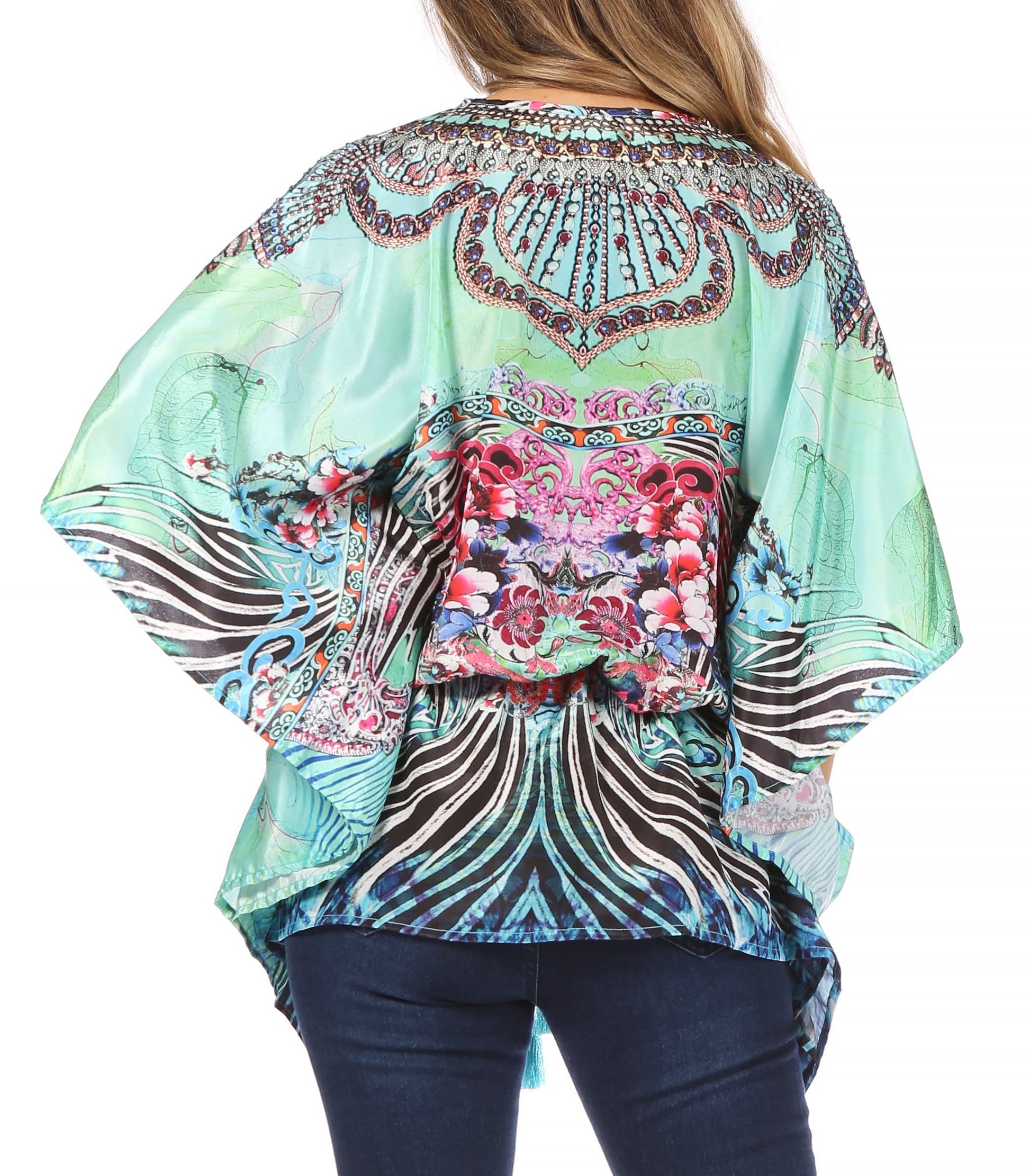 Sakkas Danis Women's Oversized Casual Pullover V-neck Short Sleeve Boho Top Blouse - Concordia Style Boutique