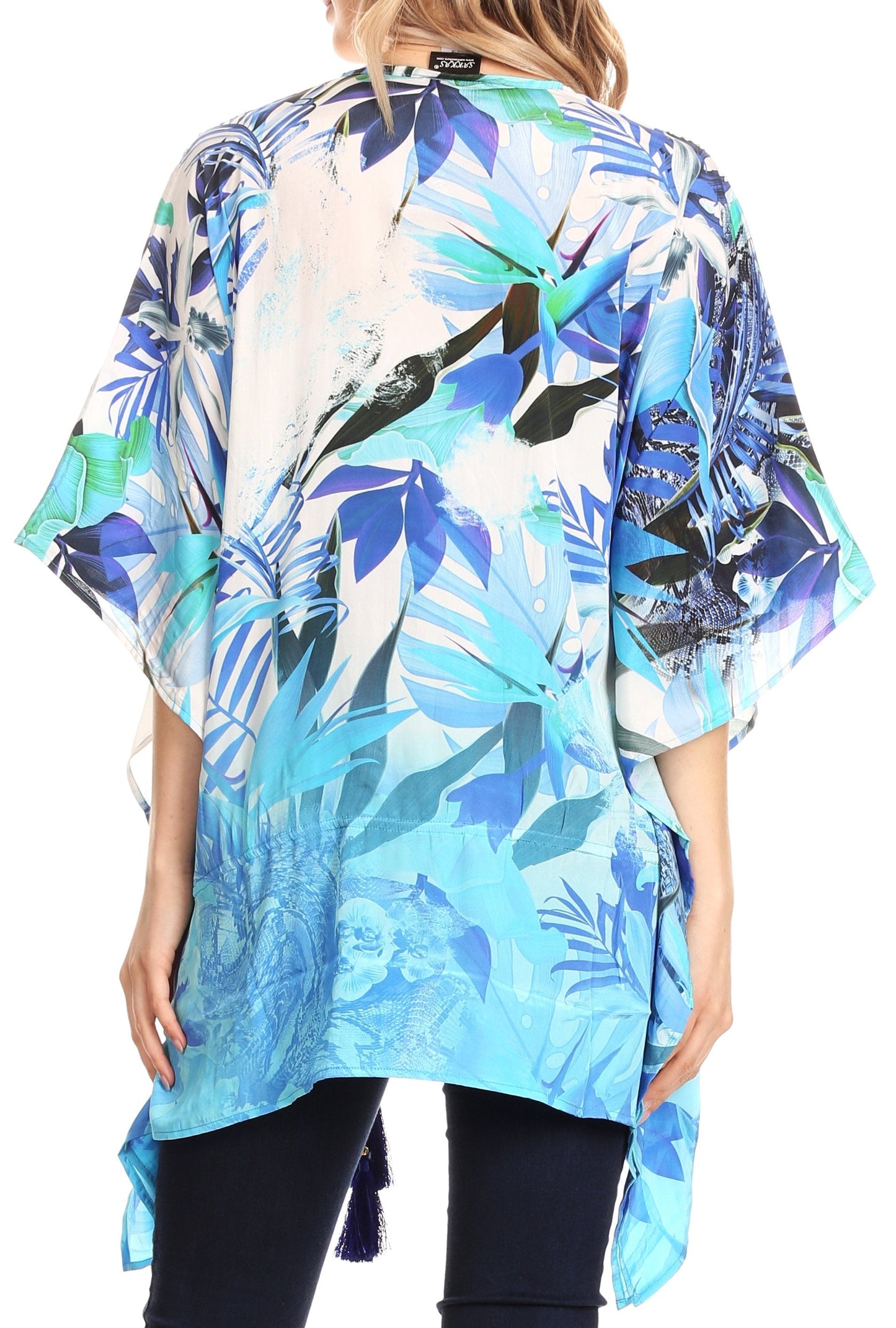 Sakkas Danis Women's Oversized Casual Pullover V-neck Short Sleeve Boho Top Blouse - Concordia Style Boutique