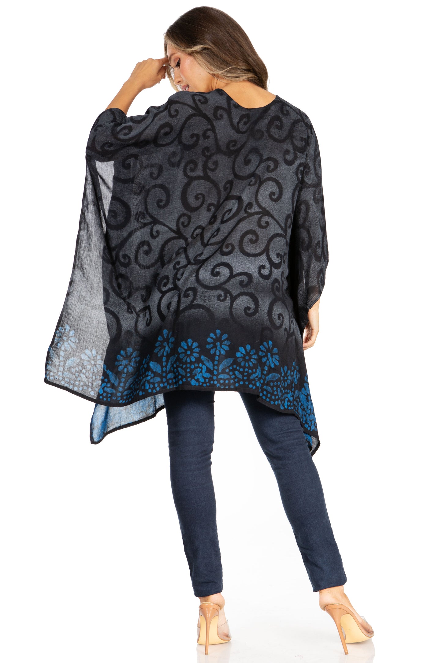 Sakkas Adalwin Desert Sun Lightweight Circle Ponch Tunic Top Blouse W / Embroidery - Concordia Style Boutique