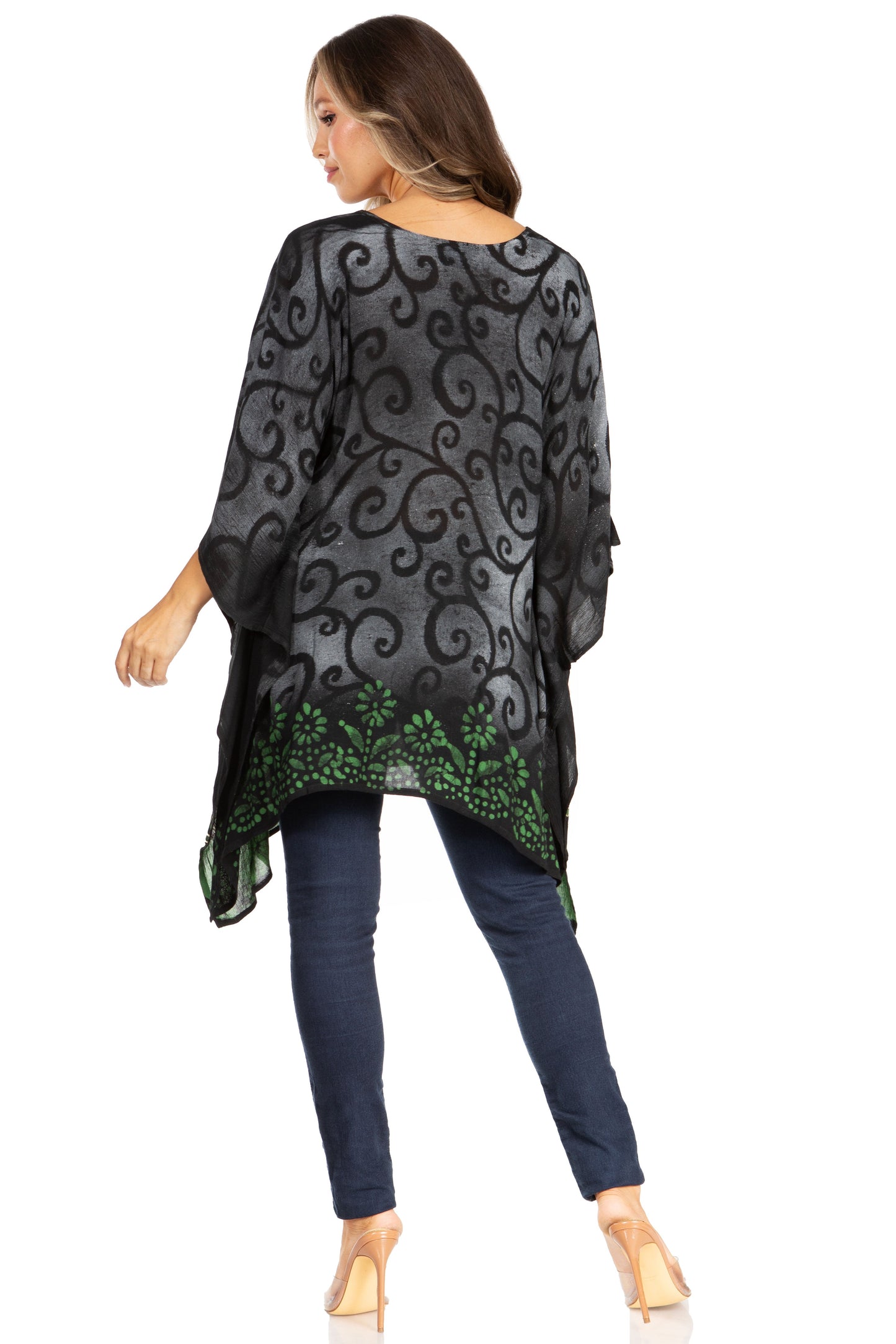 Sakkas Adalwin Desert Sun Lightweight Circle Ponch Tunic Top Blouse W / Embroidery - Concordia Style Boutique