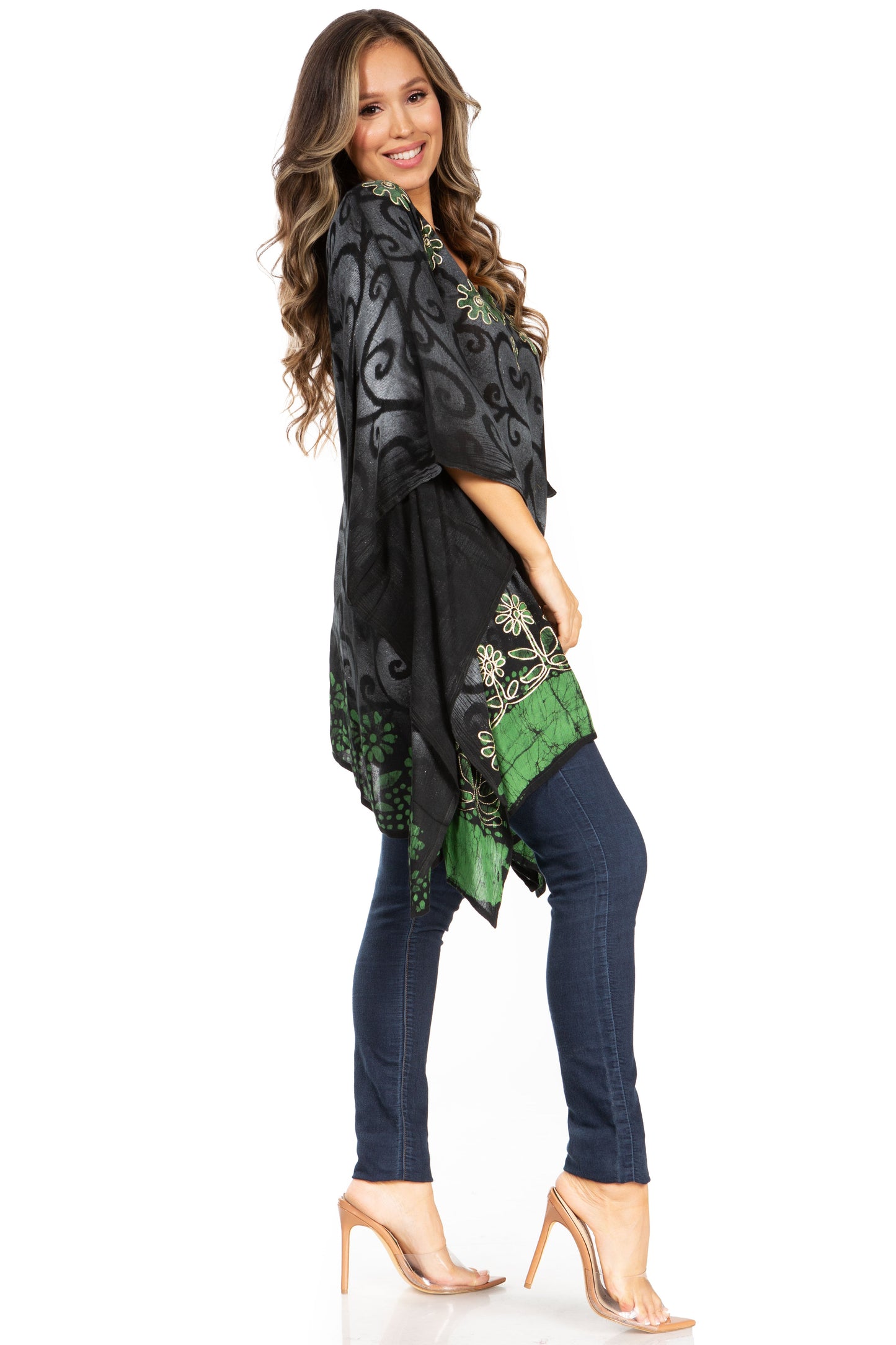 Sakkas Adalwin Desert Sun Lightweight Circle Ponch Tunic Top Blouse W / Embroidery - Concordia Style Boutique