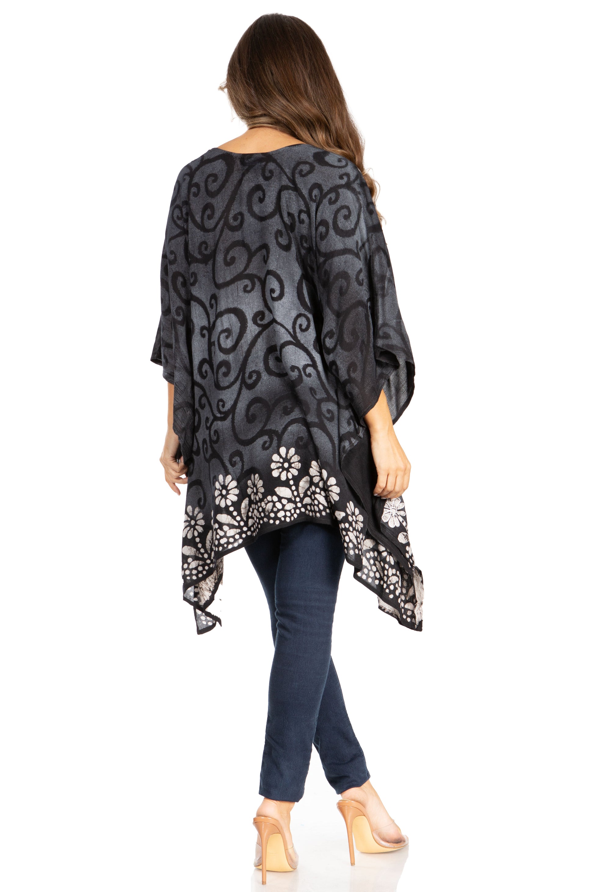 Sakkas Adalwin Desert Sun Lightweight Circle Ponch Tunic Top Blouse W / Embroidery - Concordia Style Boutique