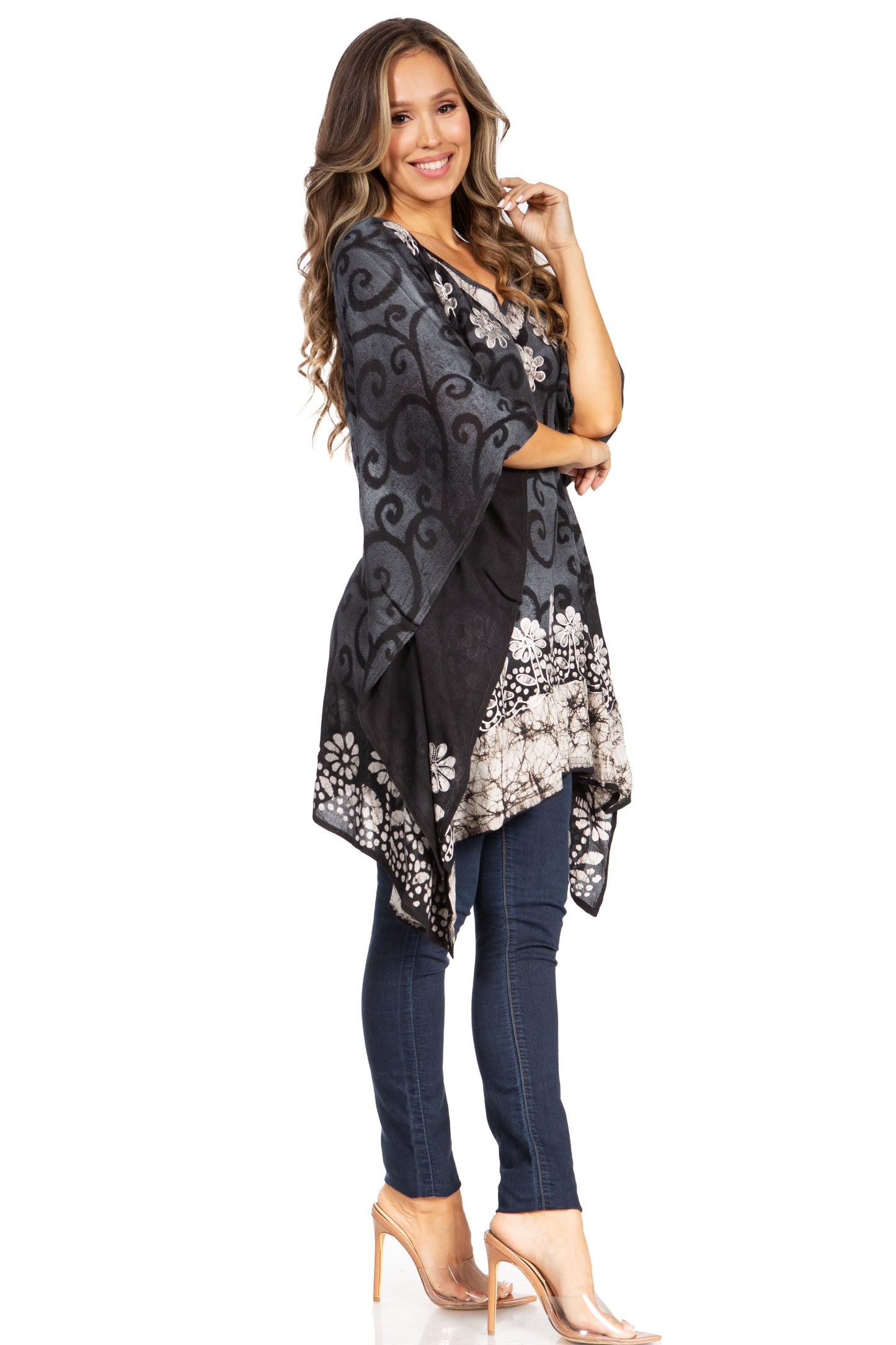 Sakkas Adalwin Desert Sun Lightweight Circle Ponch Tunic Top Blouse W / Embroidery - Concordia Style Boutique