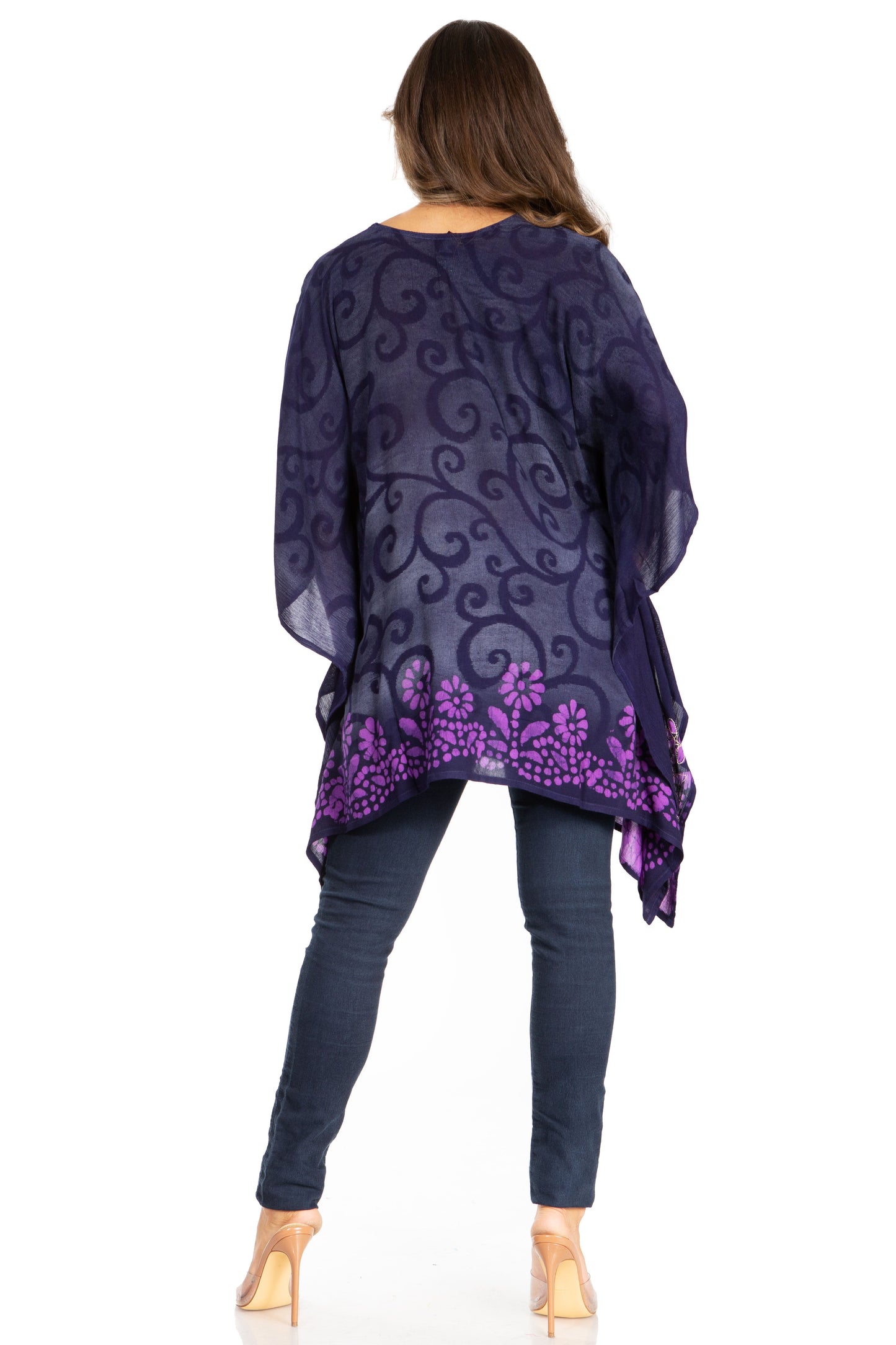 Sakkas Adalwin Desert Sun Lightweight Circle Ponch Tunic Top Blouse W / Embroidery - Concordia Style Boutique