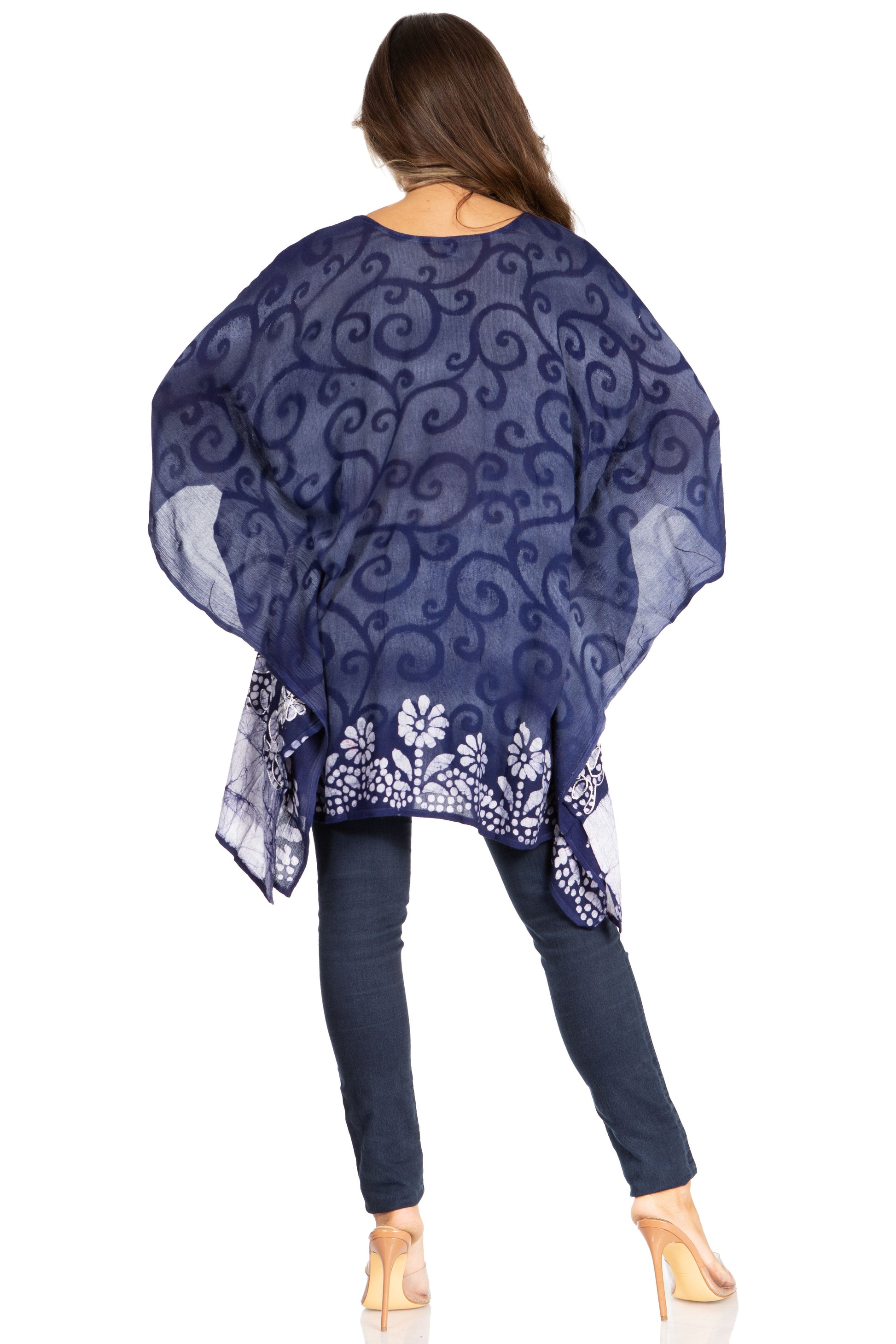 Sakkas Adalwin Desert Sun Lightweight Circle Ponch Tunic Top Blouse W / Embroidery - Concordia Style Boutique