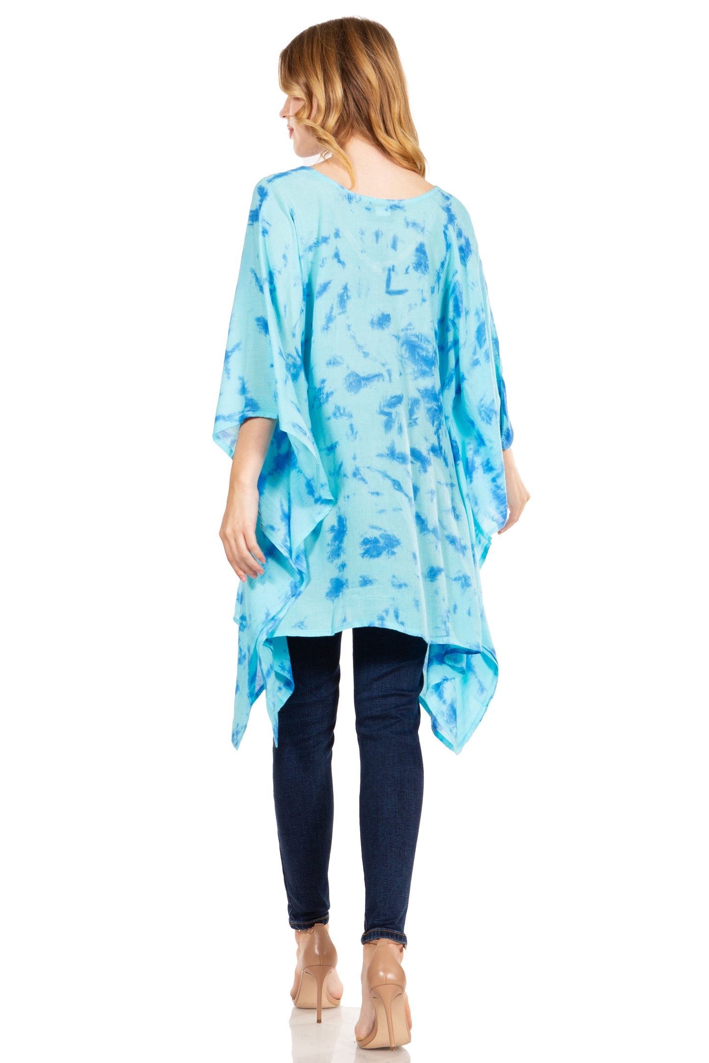 Sakkas Adalwin Desert Sun Lightweight Circle Ponch Tunic Top Blouse W / Embroidery - Concordia Style Boutique