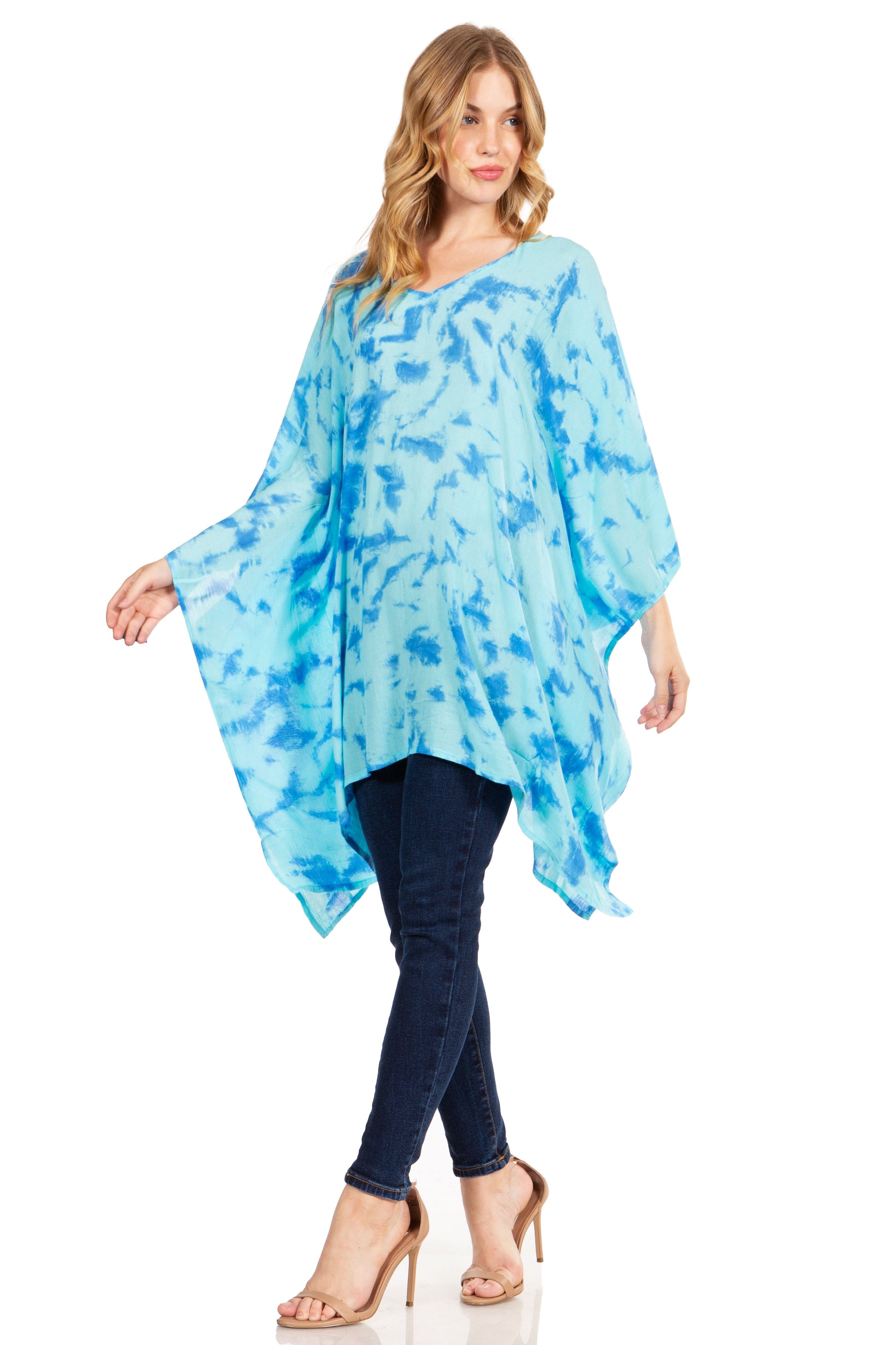 Sakkas Adalwin Desert Sun Lightweight Circle Ponch Tunic Top Blouse W / Embroidery - Concordia Style Boutique