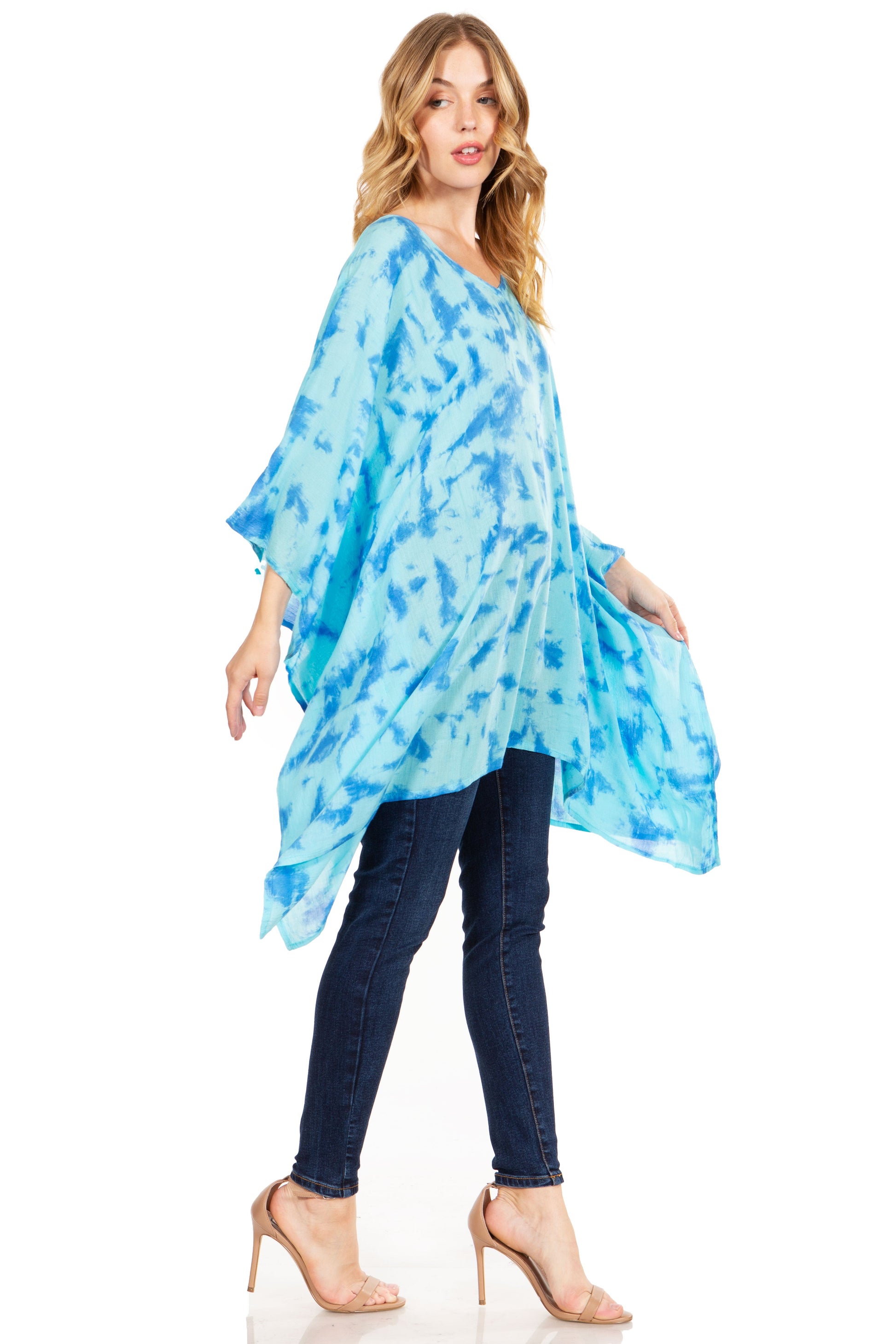 Sakkas Adalwin Desert Sun Lightweight Circle Ponch Tunic Top Blouse W / Embroidery - Concordia Style Boutique