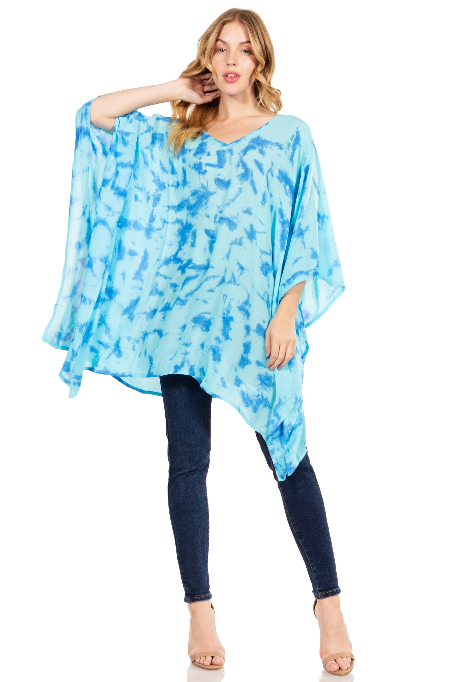 Sakkas Adalwin Desert Sun Lightweight Circle Ponch Tunic Top Blouse W / Embroidery - Concordia Style Boutique