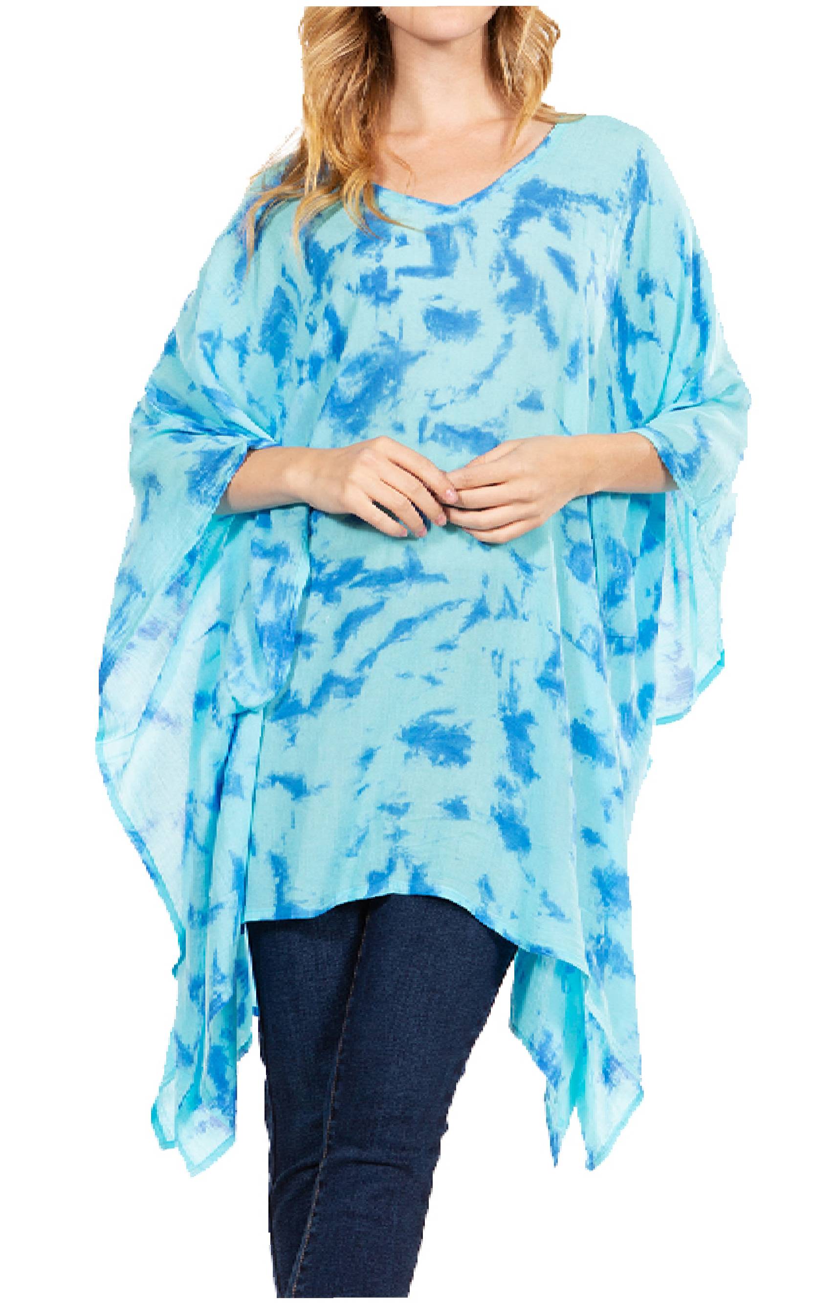 Sakkas Adalwin Desert Sun Lightweight Circle Ponch Tunic Top Blouse W / Embroidery - Concordia Style Boutique