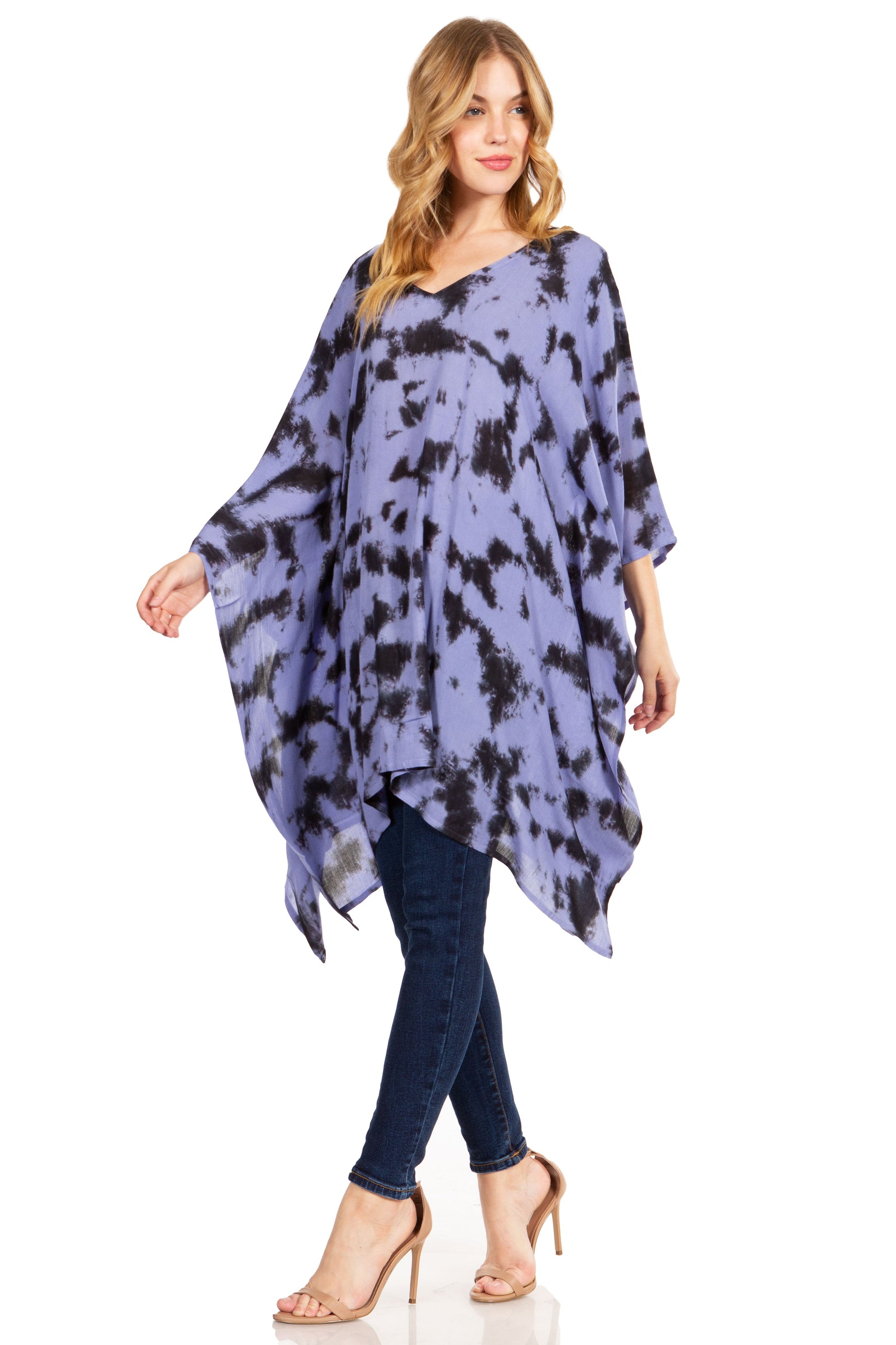 Sakkas Adalwin Desert Sun Lightweight Circle Ponch Tunic Top Blouse W / Embroidery - Concordia Style Boutique