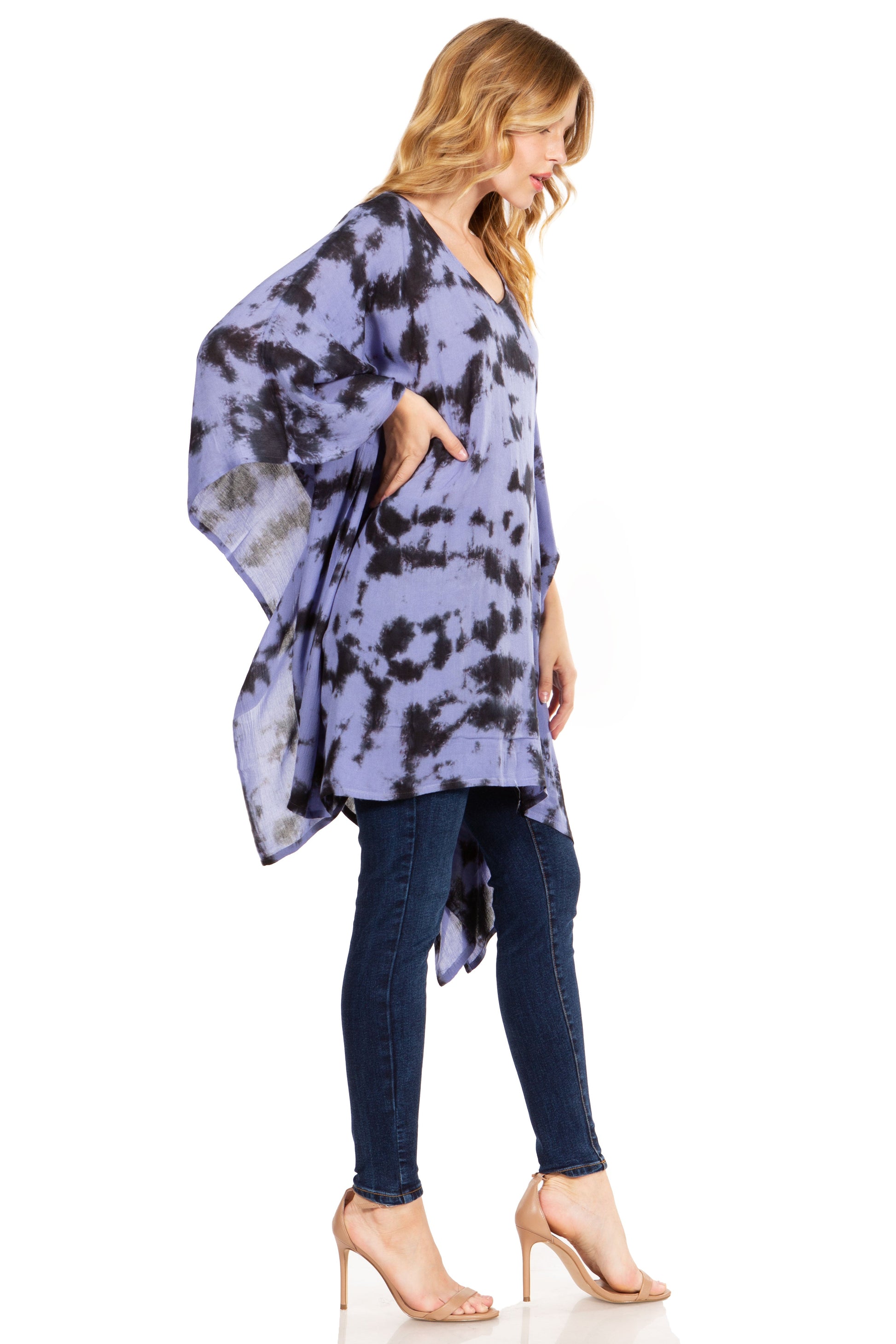 Sakkas Adalwin Desert Sun Lightweight Circle Ponch Tunic Top Blouse W / Embroidery - Concordia Style Boutique