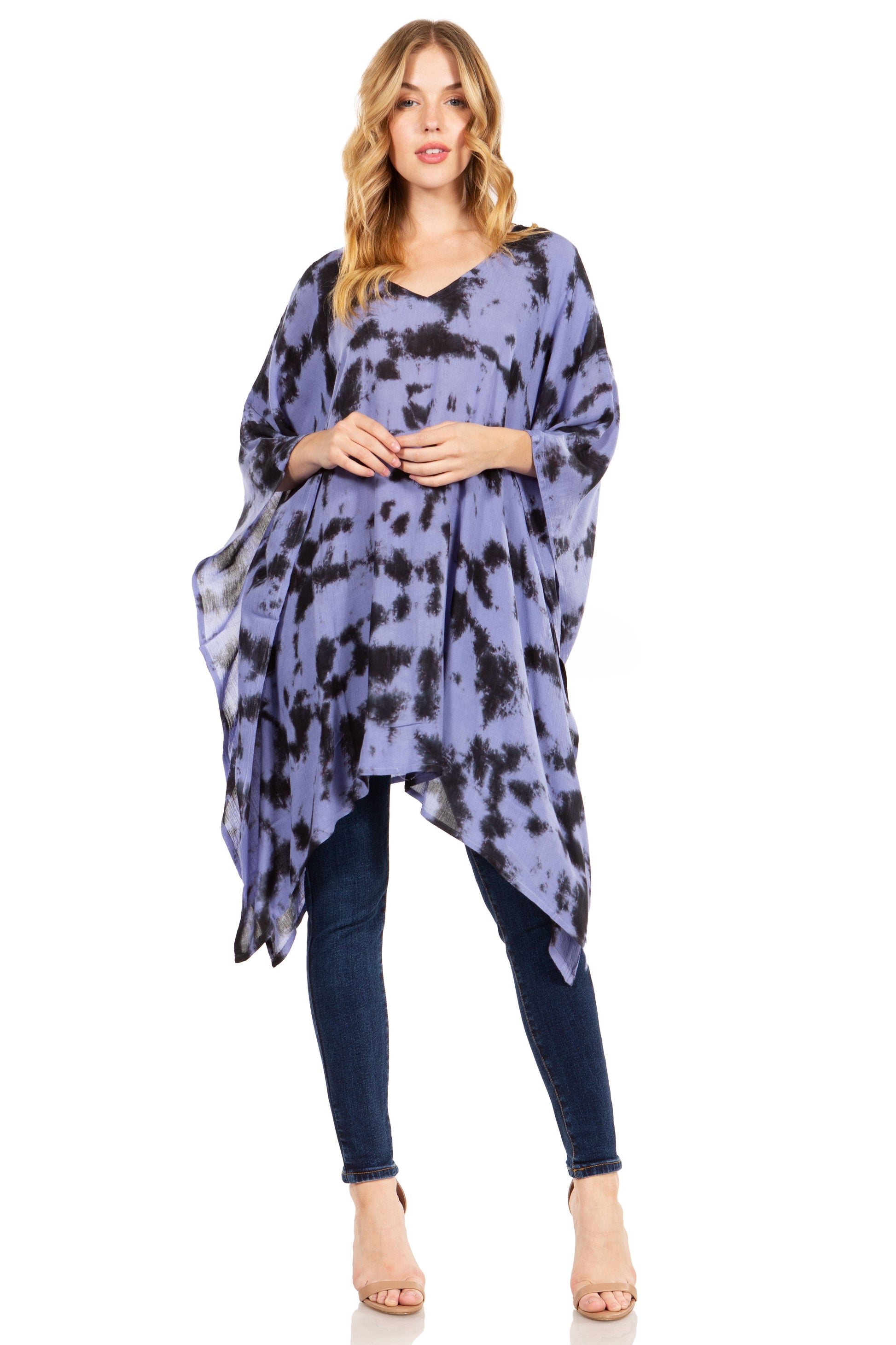 Sakkas Adalwin Desert Sun Lightweight Circle Ponch Tunic Top Blouse W / Embroidery - Concordia Style Boutique