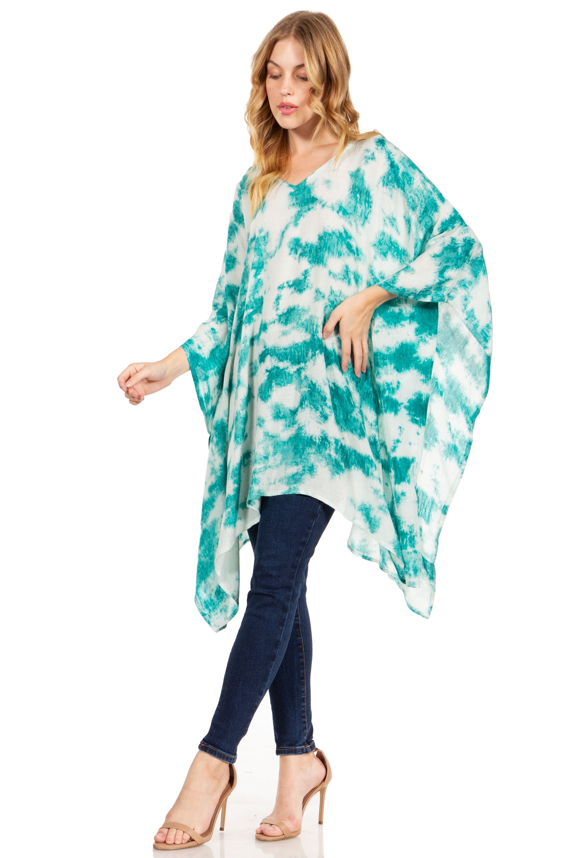 Sakkas Adalwin Desert Sun Lightweight Circle Ponch Tunic Top Blouse W / Embroidery - Concordia Style Boutique