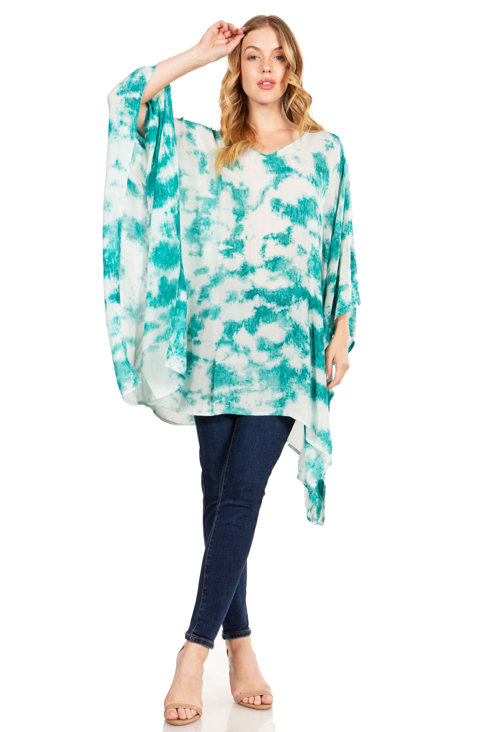 Sakkas Adalwin Desert Sun Lightweight Circle Ponch Tunic Top Blouse W / Embroidery - Concordia Style Boutique