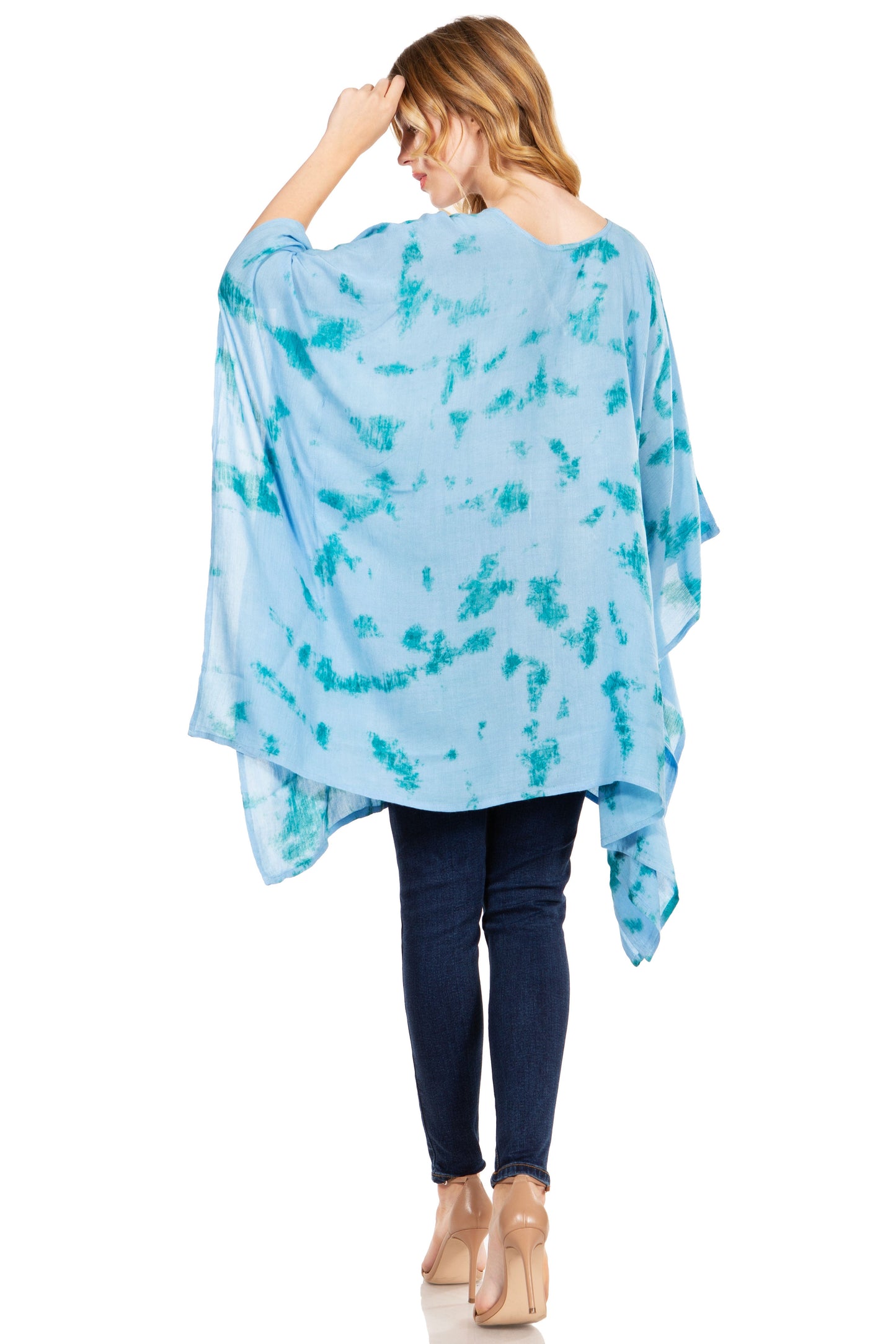 Sakkas Adalwin Desert Sun Lightweight Circle Ponch Tunic Top Blouse W / Embroidery - Concordia Style Boutique