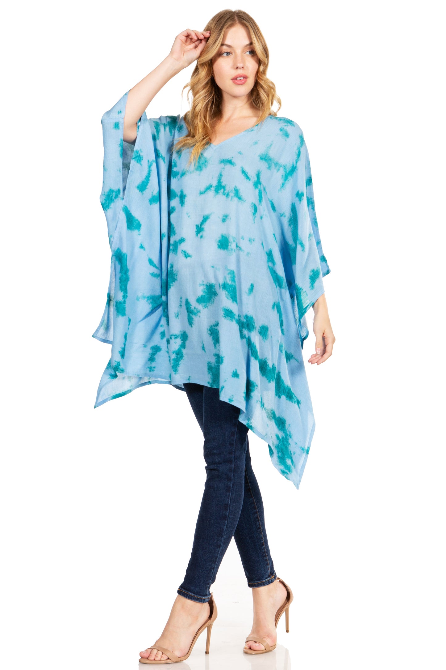 Sakkas Adalwin Desert Sun Lightweight Circle Ponch Tunic Top Blouse W / Embroidery - Concordia Style Boutique