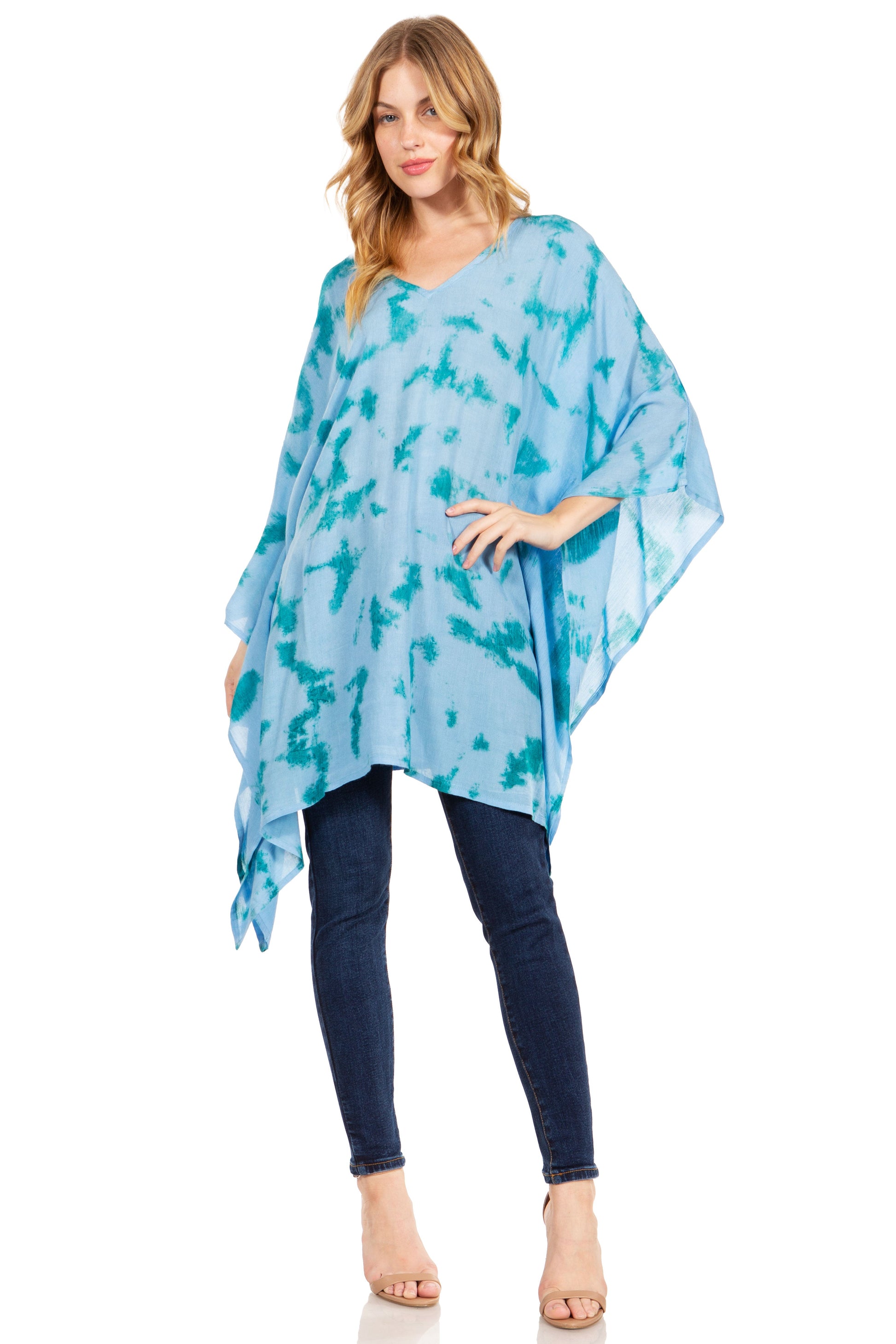 Sakkas Adalwin Desert Sun Lightweight Circle Ponch Tunic Top Blouse W / Embroidery - Concordia Style Boutique