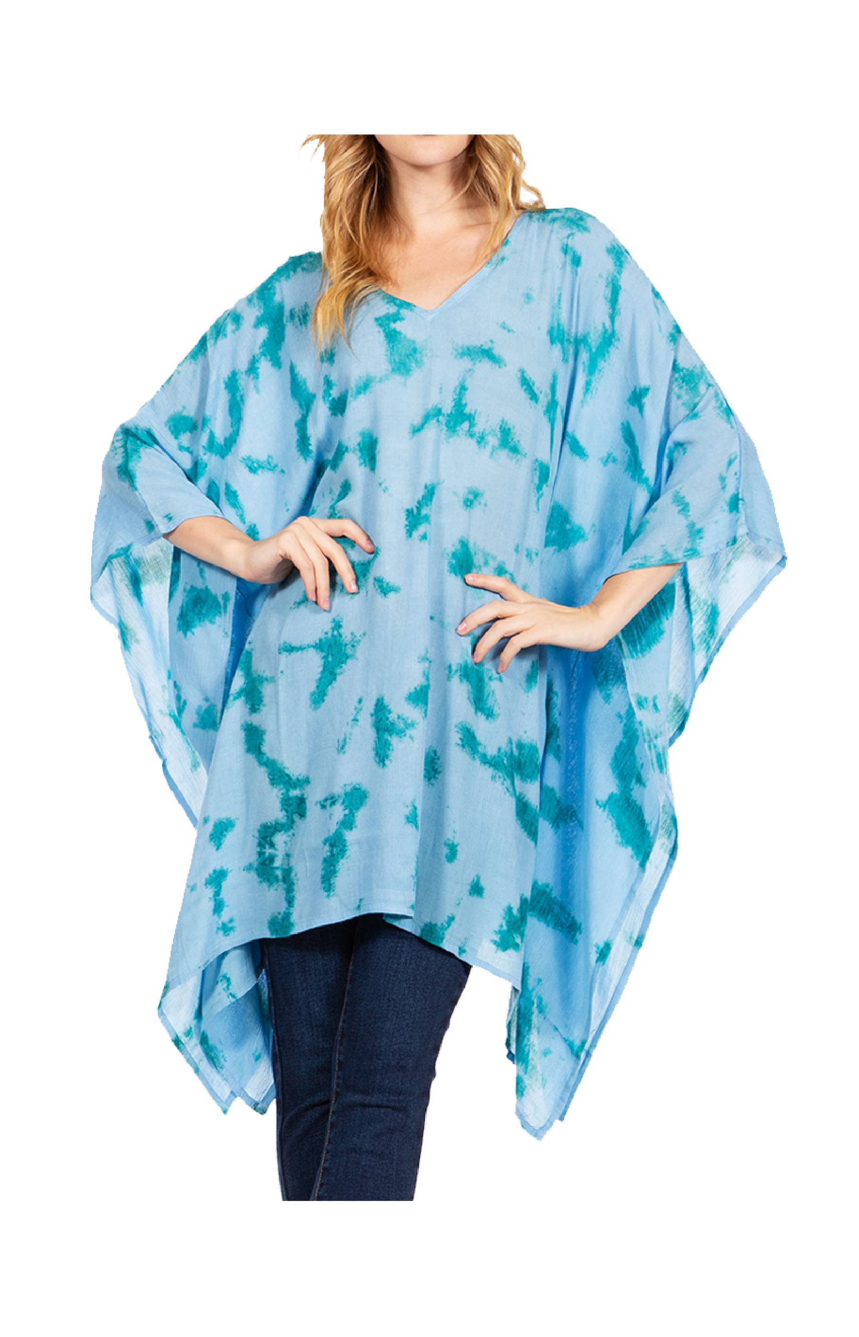 Sakkas Adalwin Desert Sun Lightweight Circle Ponch Tunic Top Blouse W / Embroidery - Concordia Style Boutique