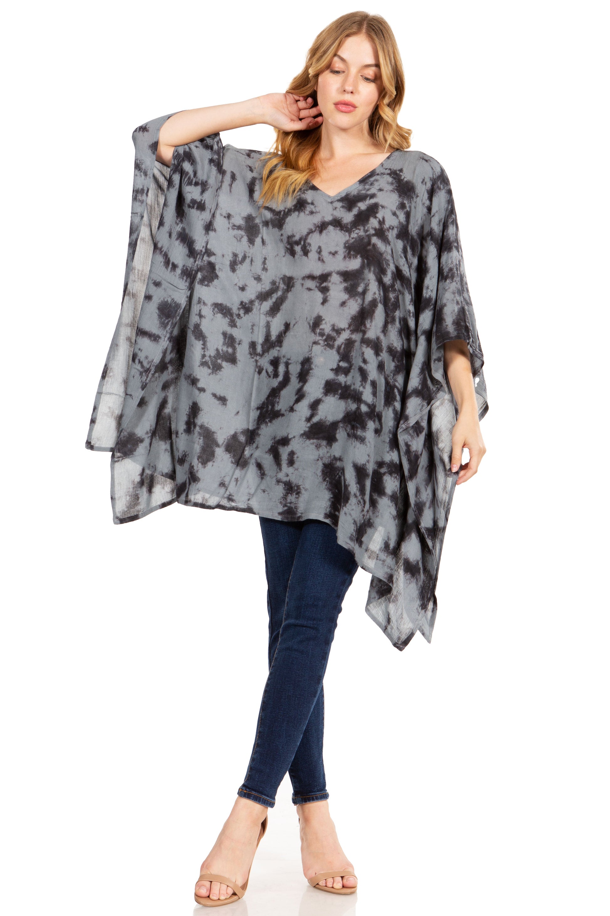 Sakkas Adalwin Desert Sun Lightweight Circle Ponch Tunic Top Blouse W / Embroidery - Concordia Style Boutique