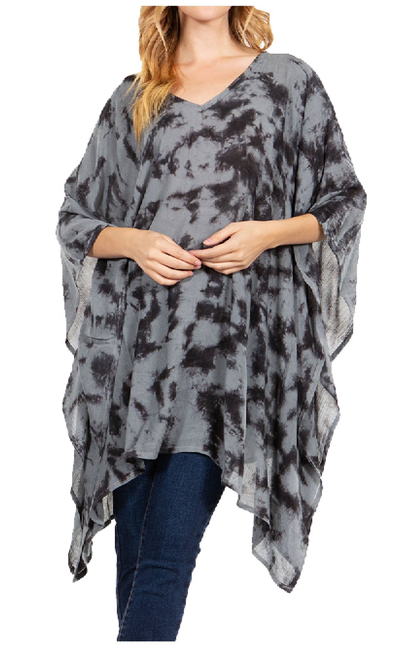 Sakkas Adalwin Desert Sun Lightweight Circle Ponch Tunic Top Blouse W / Embroidery - Concordia Style Boutique