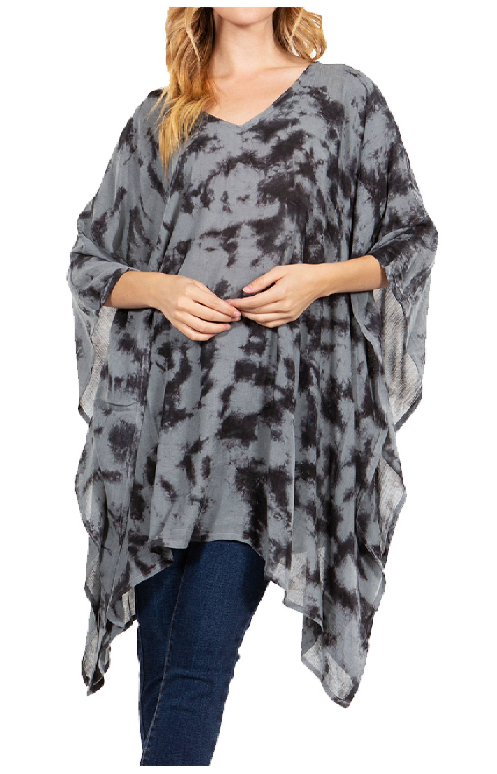 Sakkas Adalwin Desert Sun Lightweight Circle Ponch Tunic Top Blouse W / Embroidery - Concordia Style Boutique