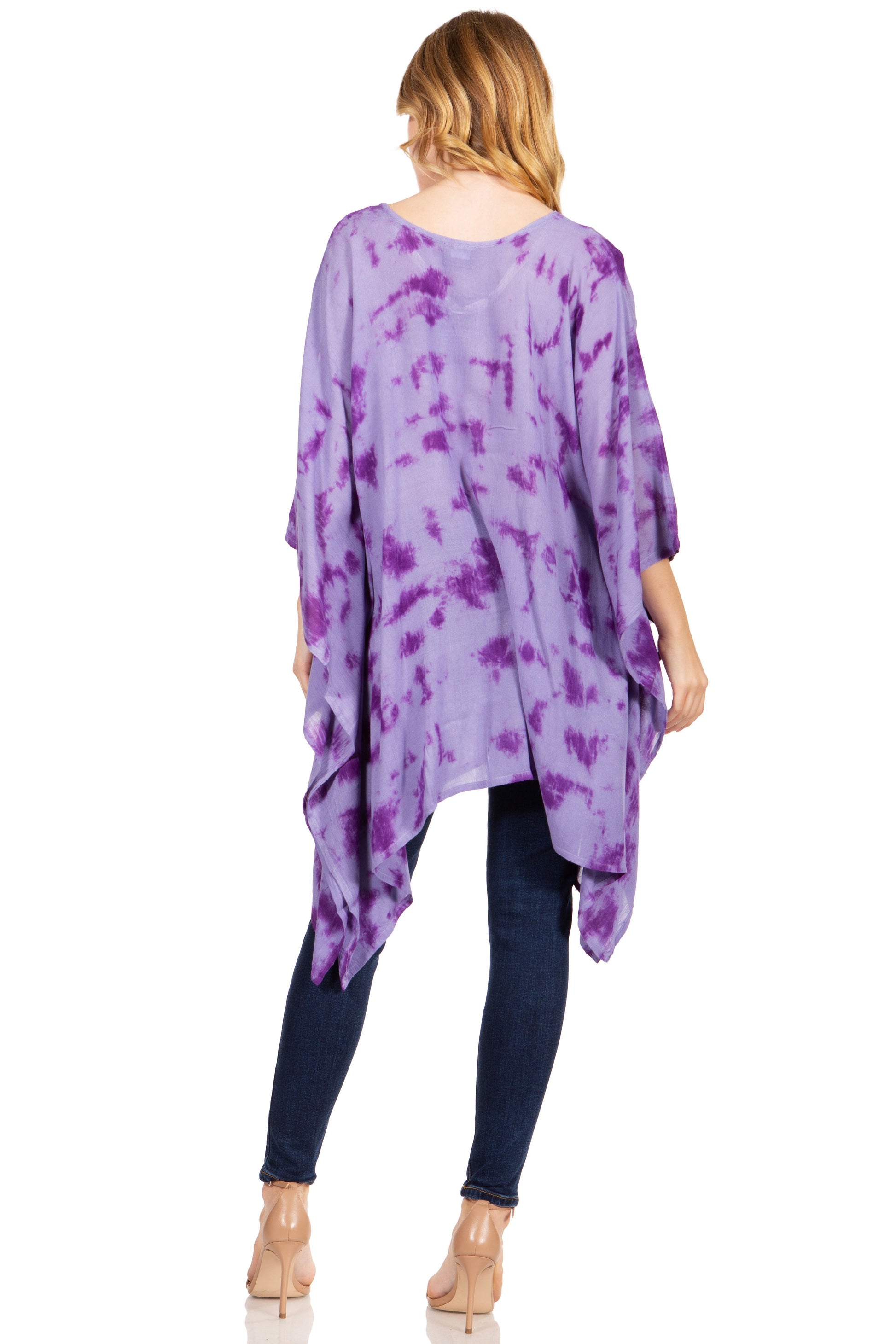 Sakkas Adalwin Desert Sun Lightweight Circle Ponch Tunic Top Blouse W / Embroidery - Concordia Style Boutique