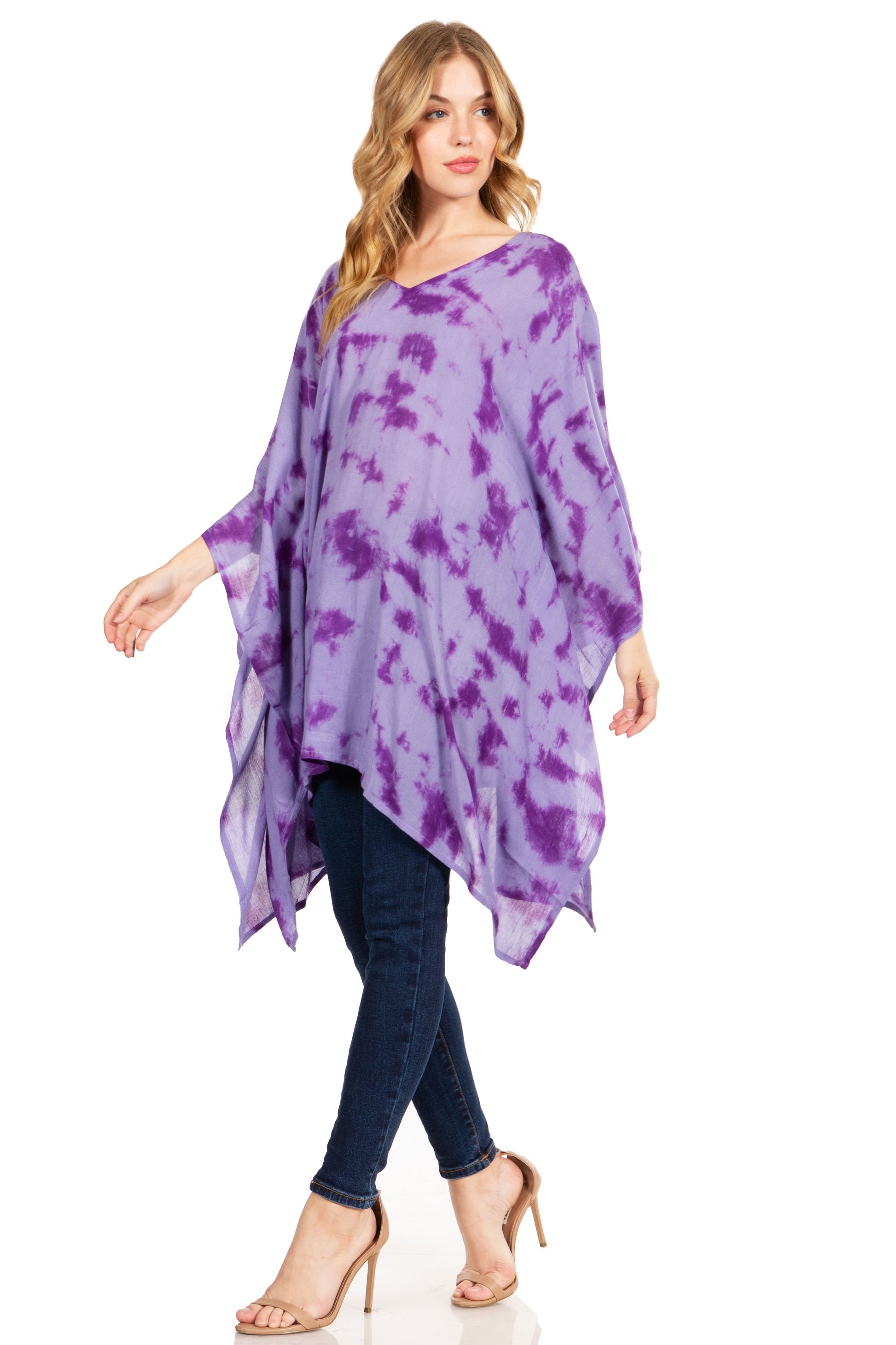 Sakkas Adalwin Desert Sun Lightweight Circle Ponch Tunic Top Blouse W / Embroidery - Concordia Style Boutique