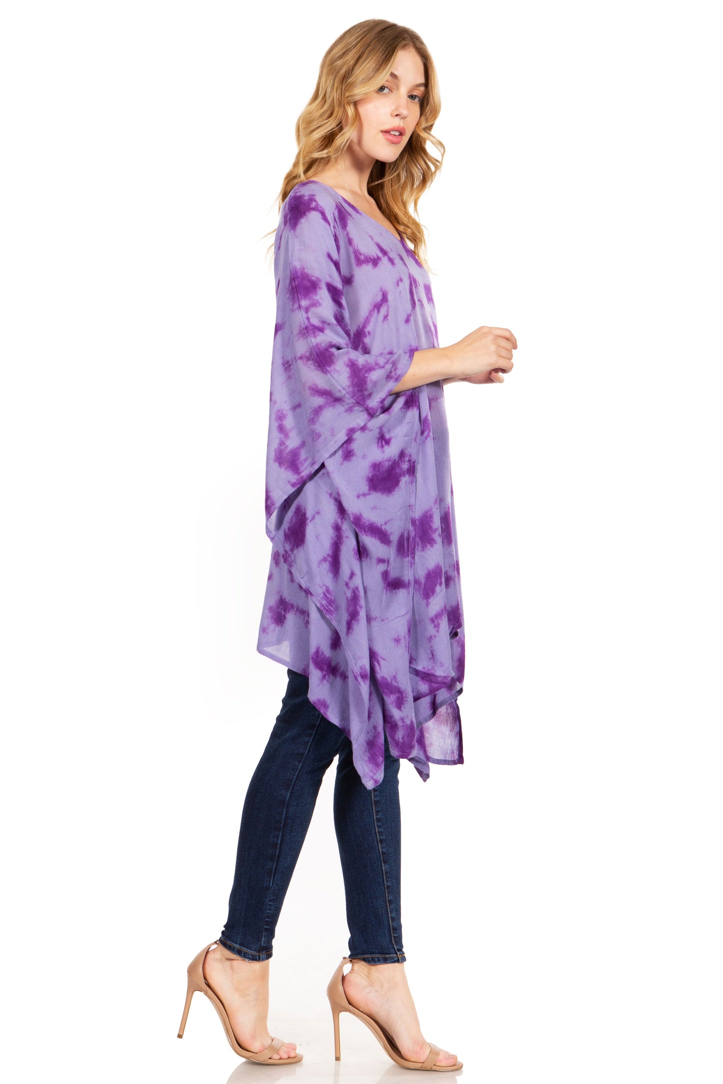 Sakkas Adalwin Desert Sun Lightweight Circle Ponch Tunic Top Blouse W / Embroidery - Concordia Style Boutique