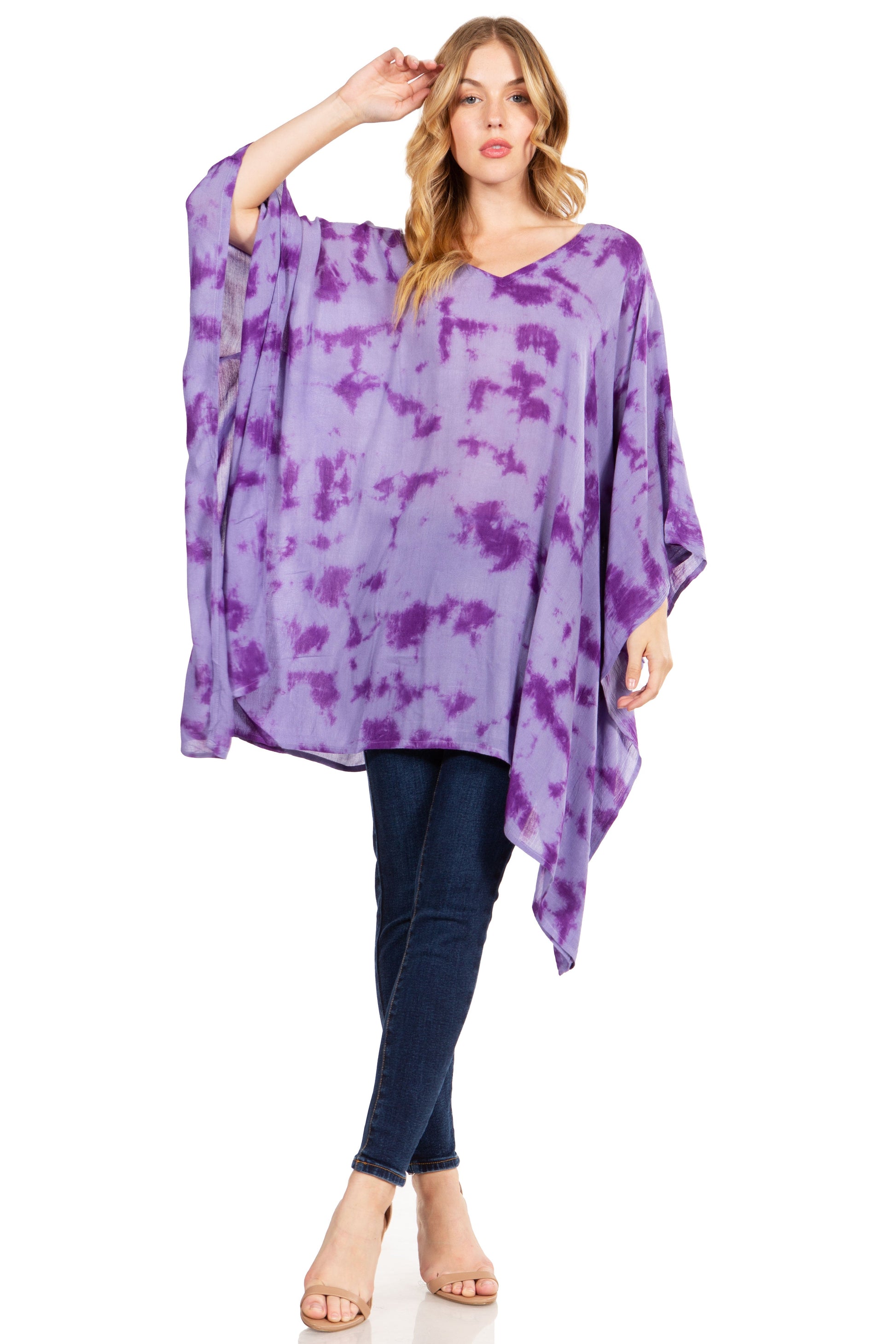 Sakkas Adalwin Desert Sun Lightweight Circle Ponch Tunic Top Blouse W / Embroidery - Concordia Style Boutique