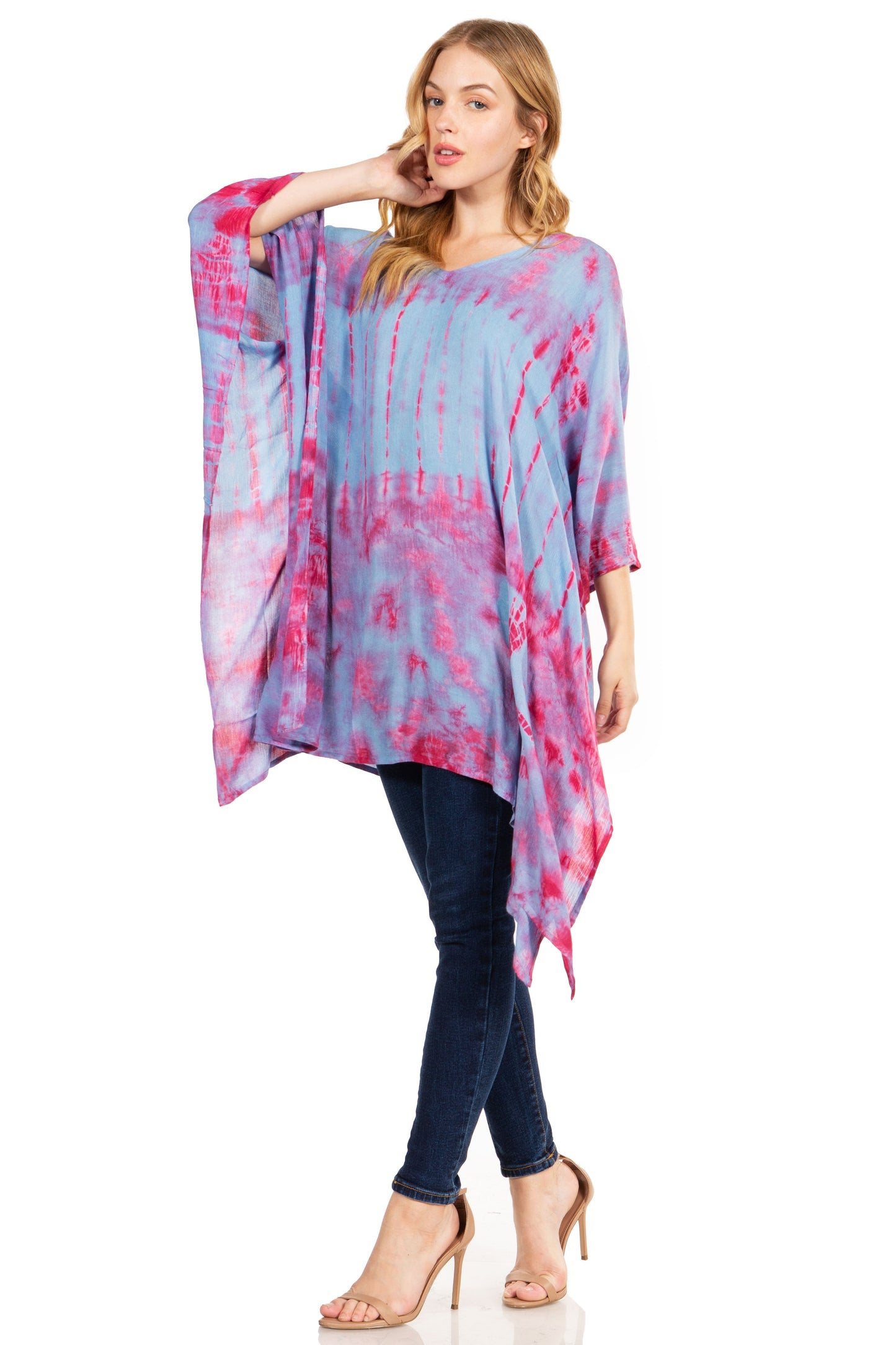 Sakkas Adalwin Desert Sun Lightweight Circle Ponch Tunic Top Blouse W / Embroidery - Concordia Style Boutique